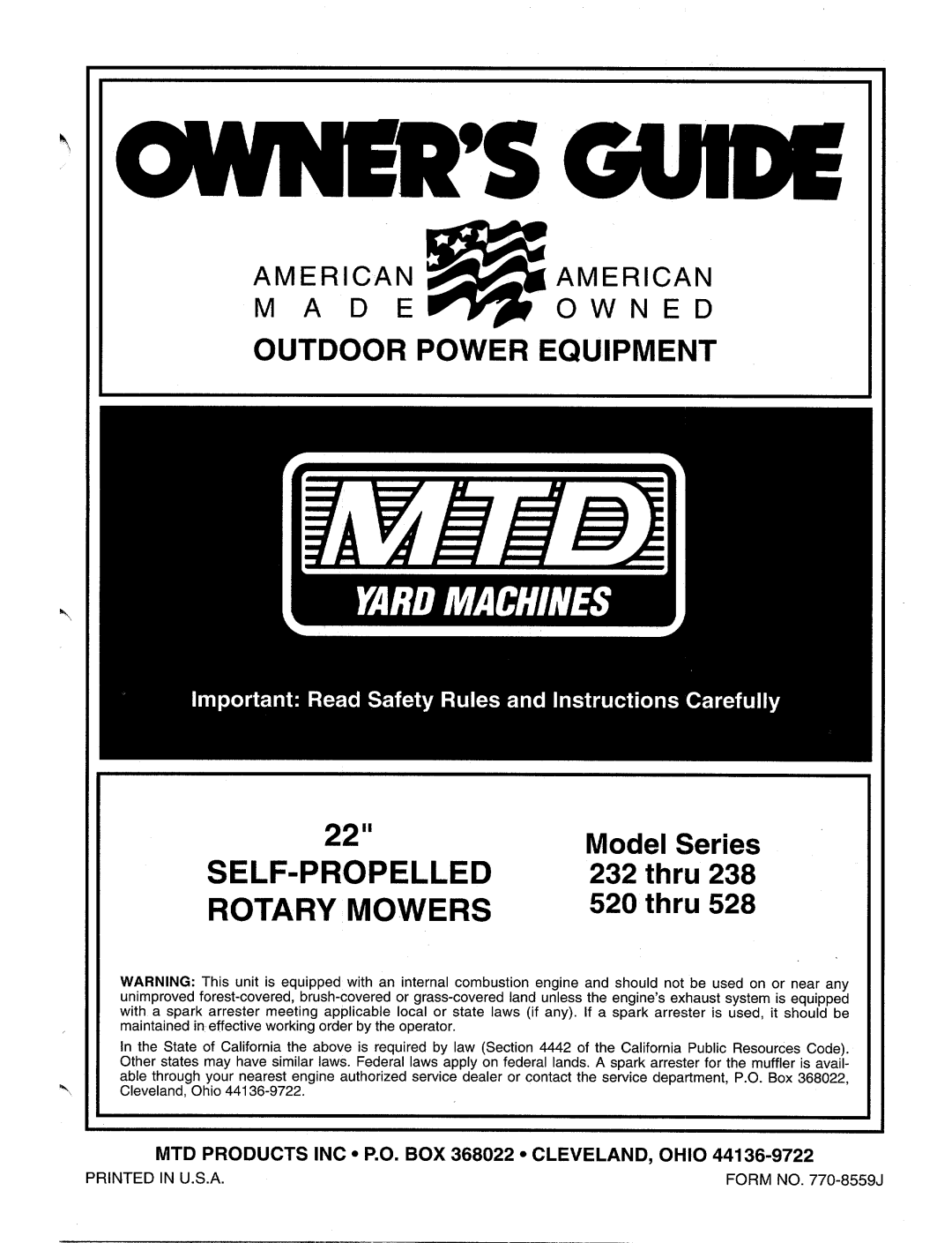 MTD Series 520 thru 528, Series 232 thru 238 manual 