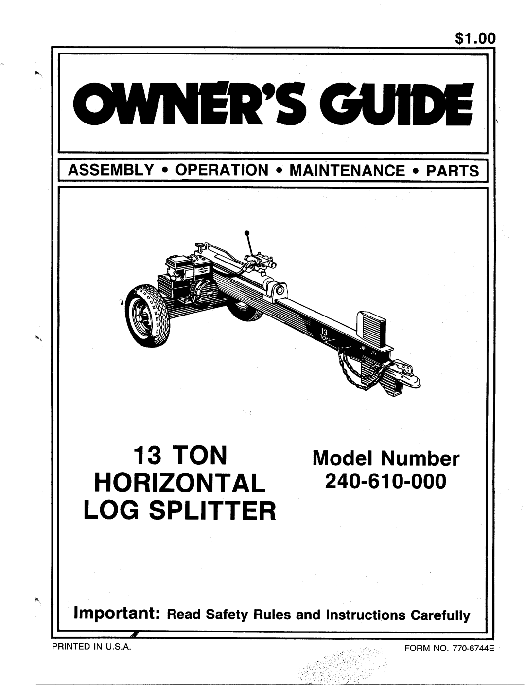 MTD 240-610-000 manual 