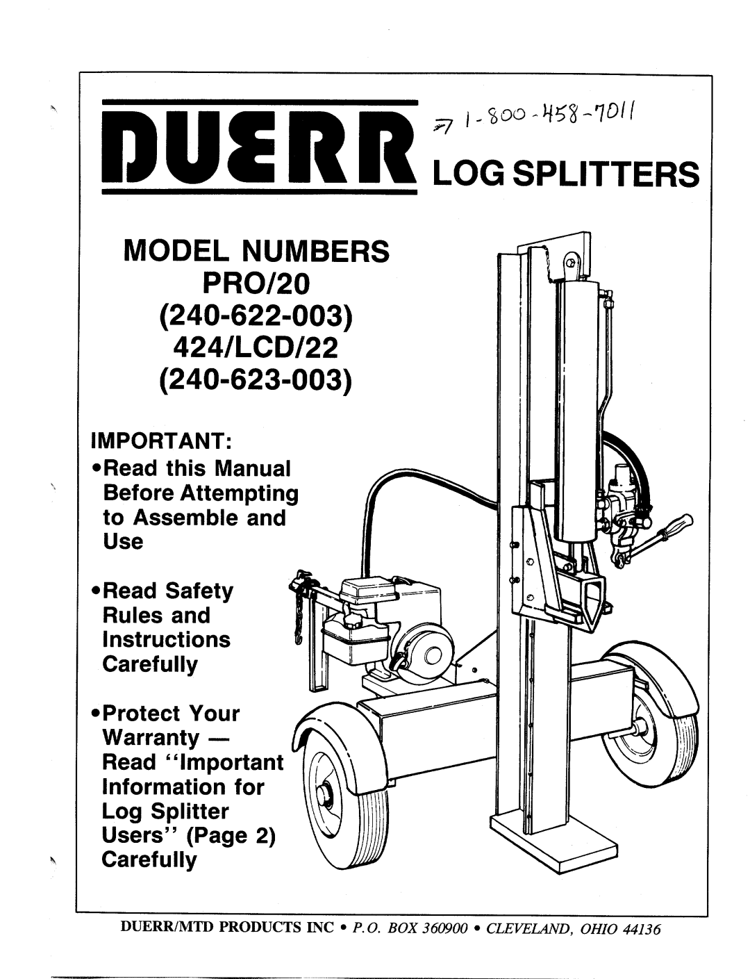 MTD 240-622-003, 240-623-003 manual 