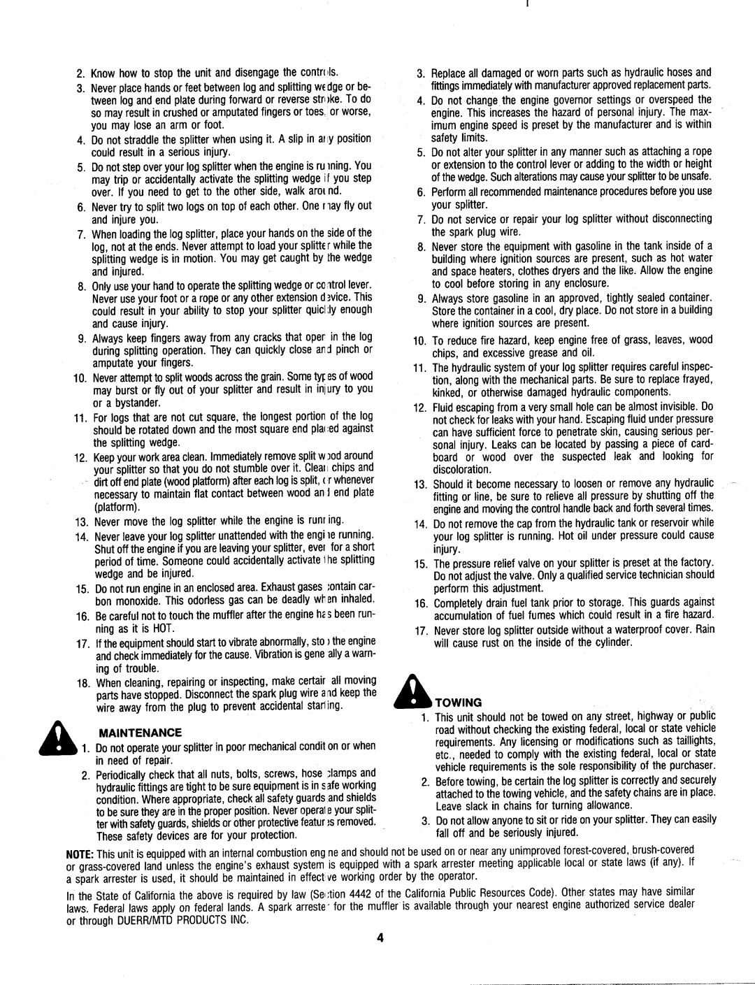 MTD 240-623-003, 240-622-003 manual 