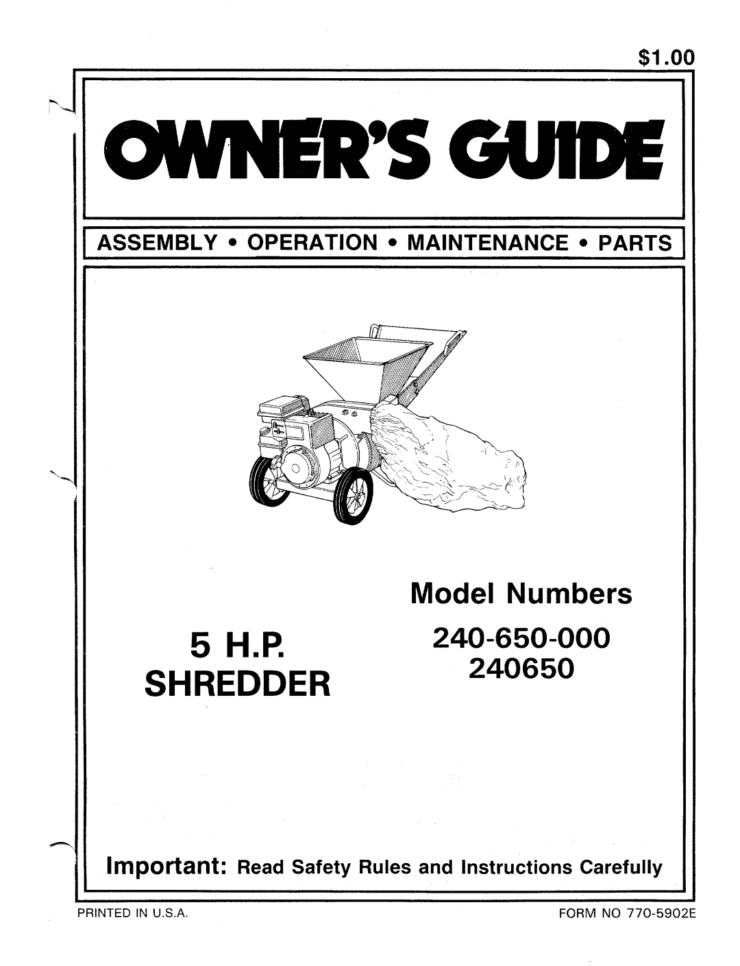 MTD 240-650-000 manual 