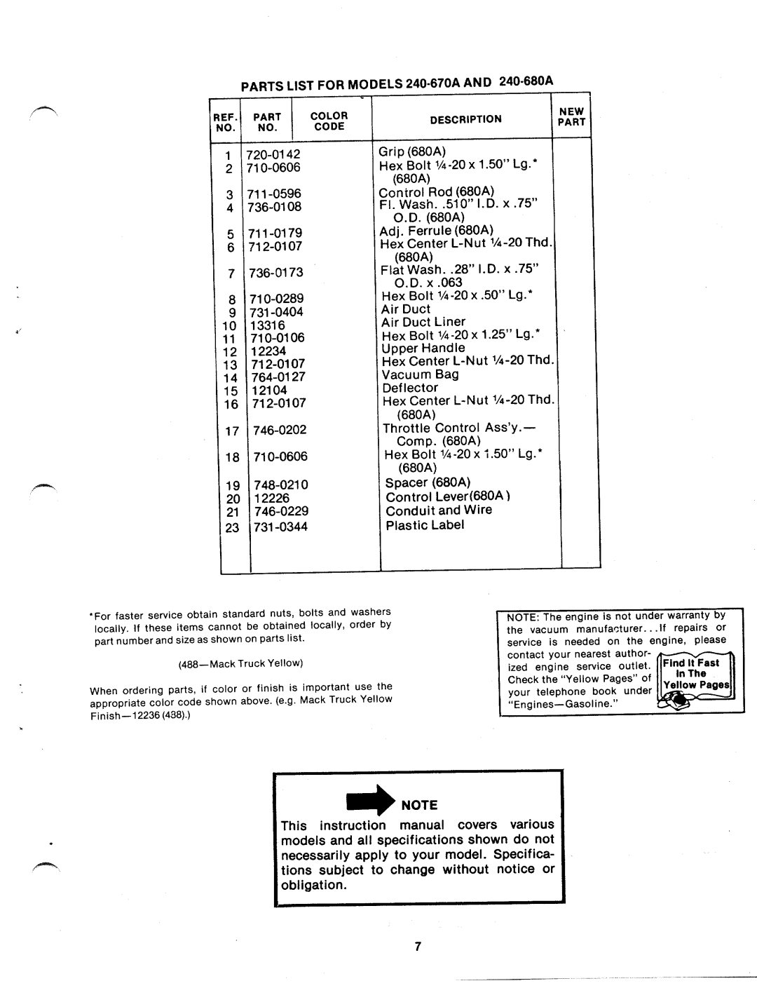 MTD 240-680A, 240-670A manual 