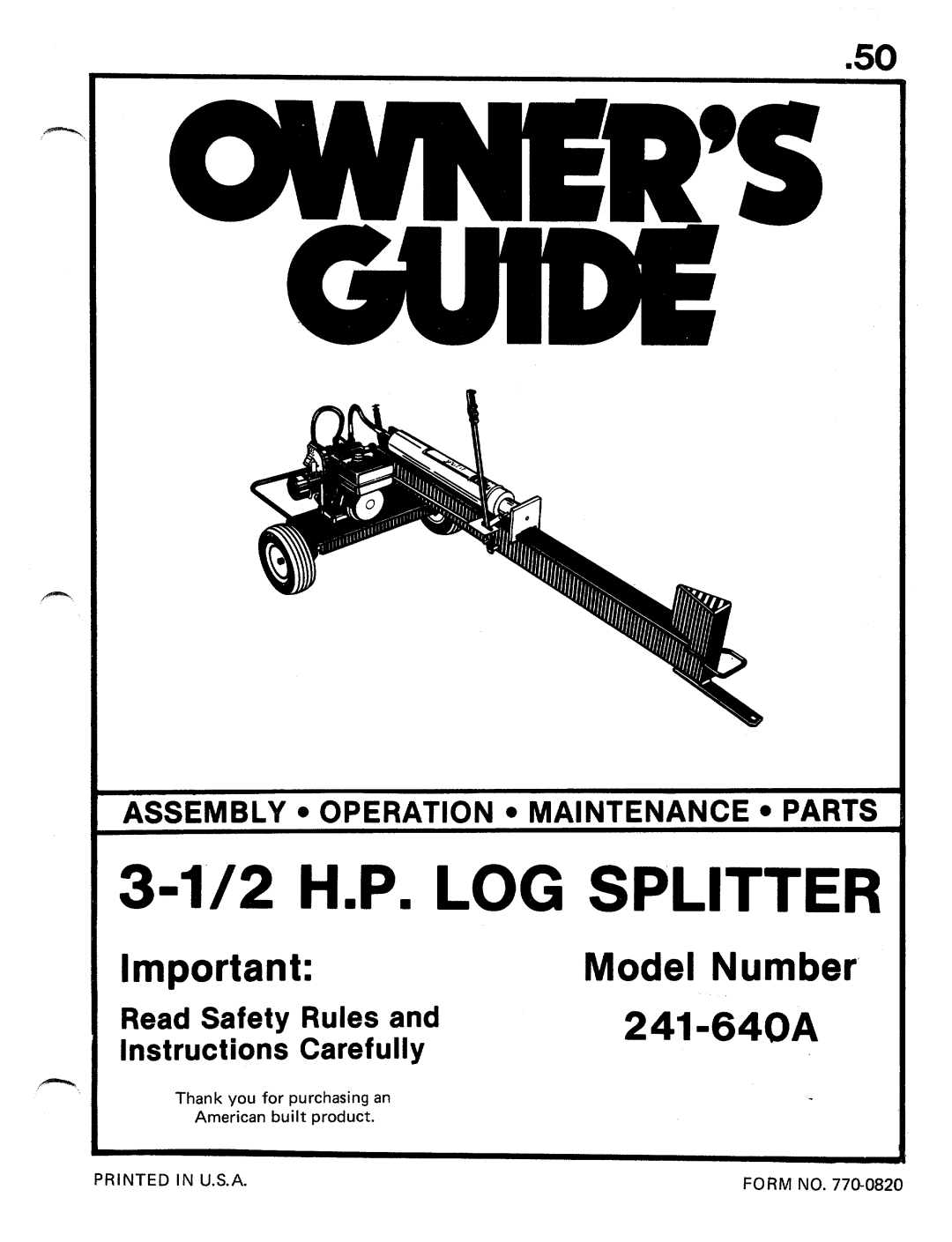 MTD 241-640A manual 