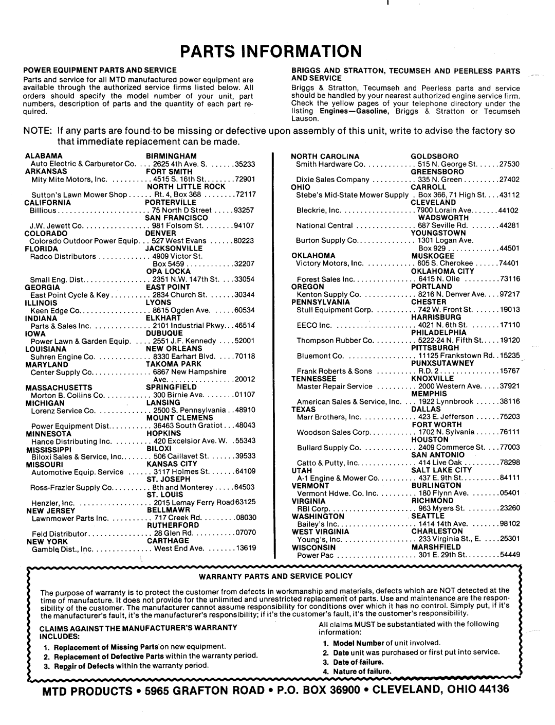 MTD 241-640A manual 