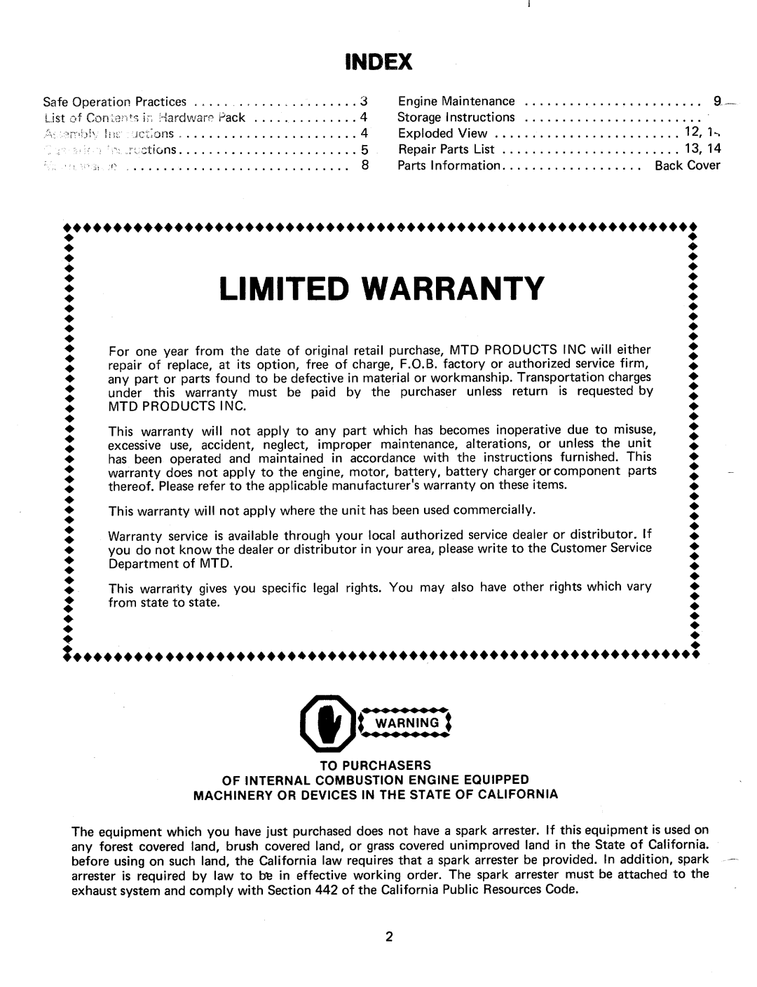 MTD 241-640A manual 