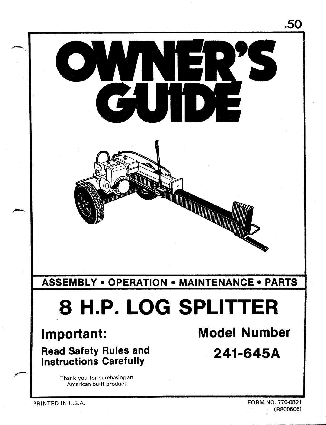 MTD 241-645A manual 