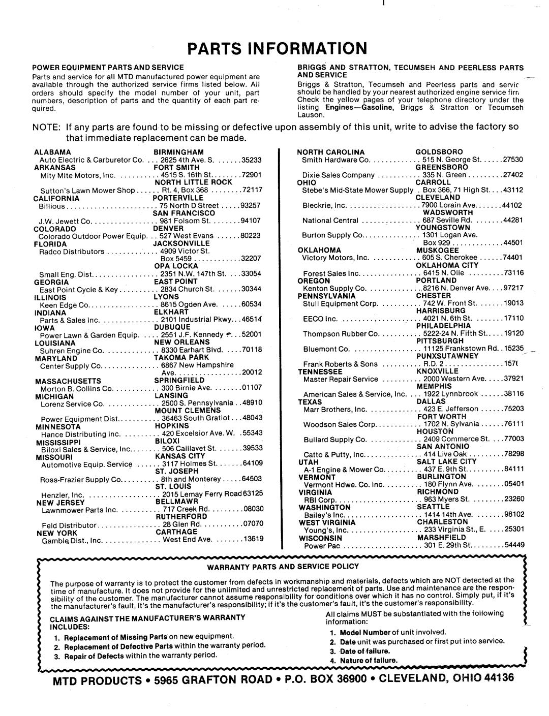 MTD 241-645A manual 