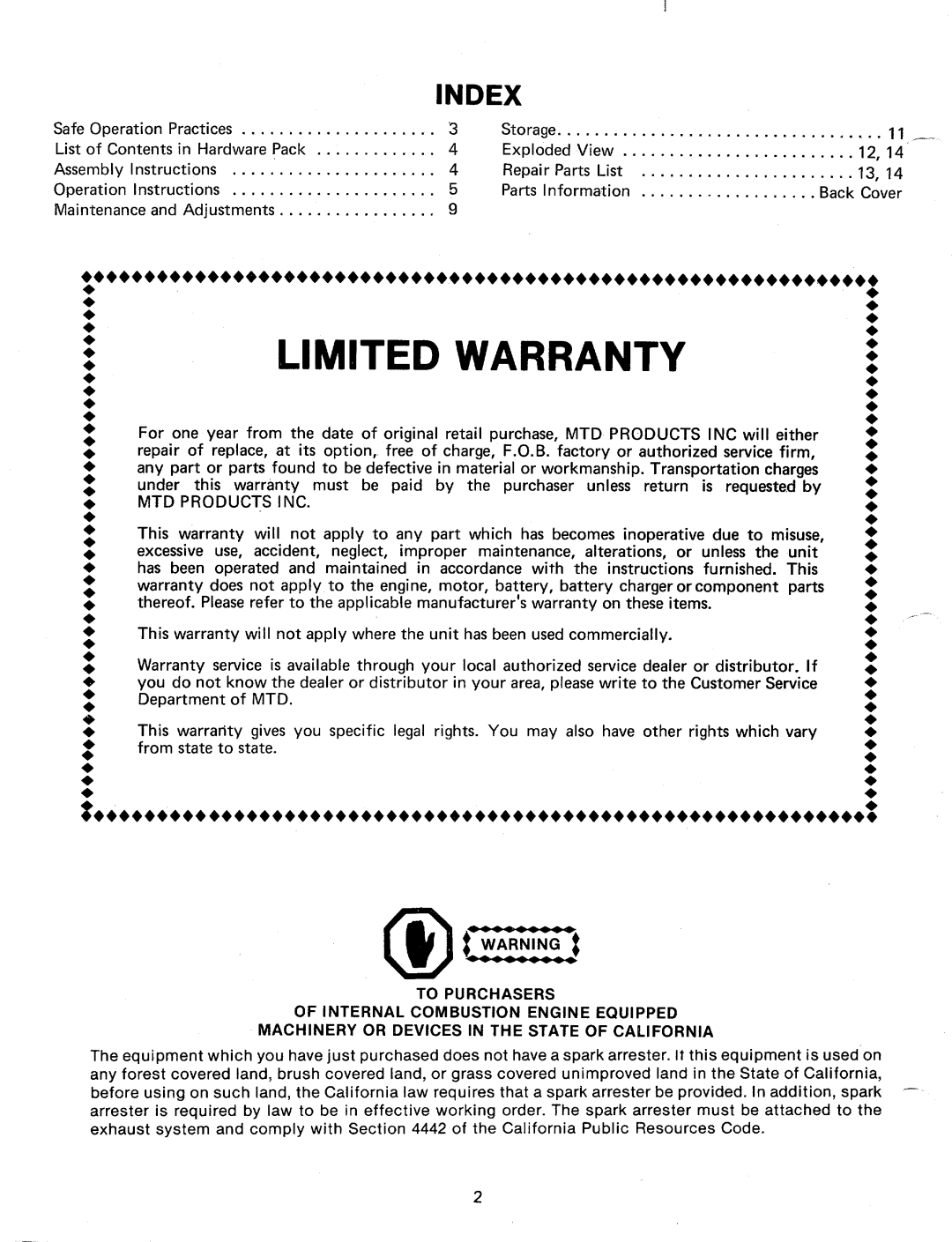 MTD 241-645A manual 