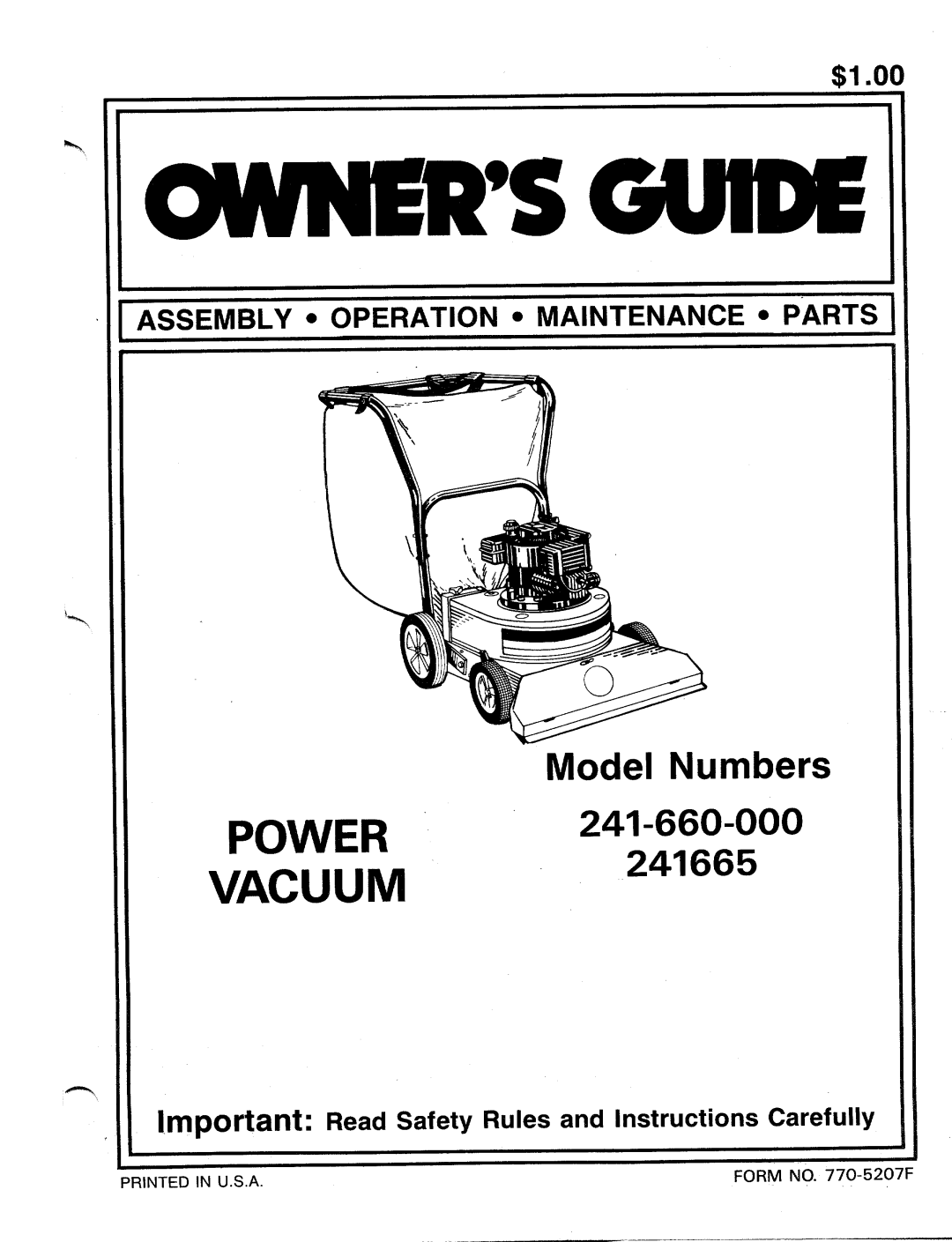 MTD 241665, 241-660-000 manual 