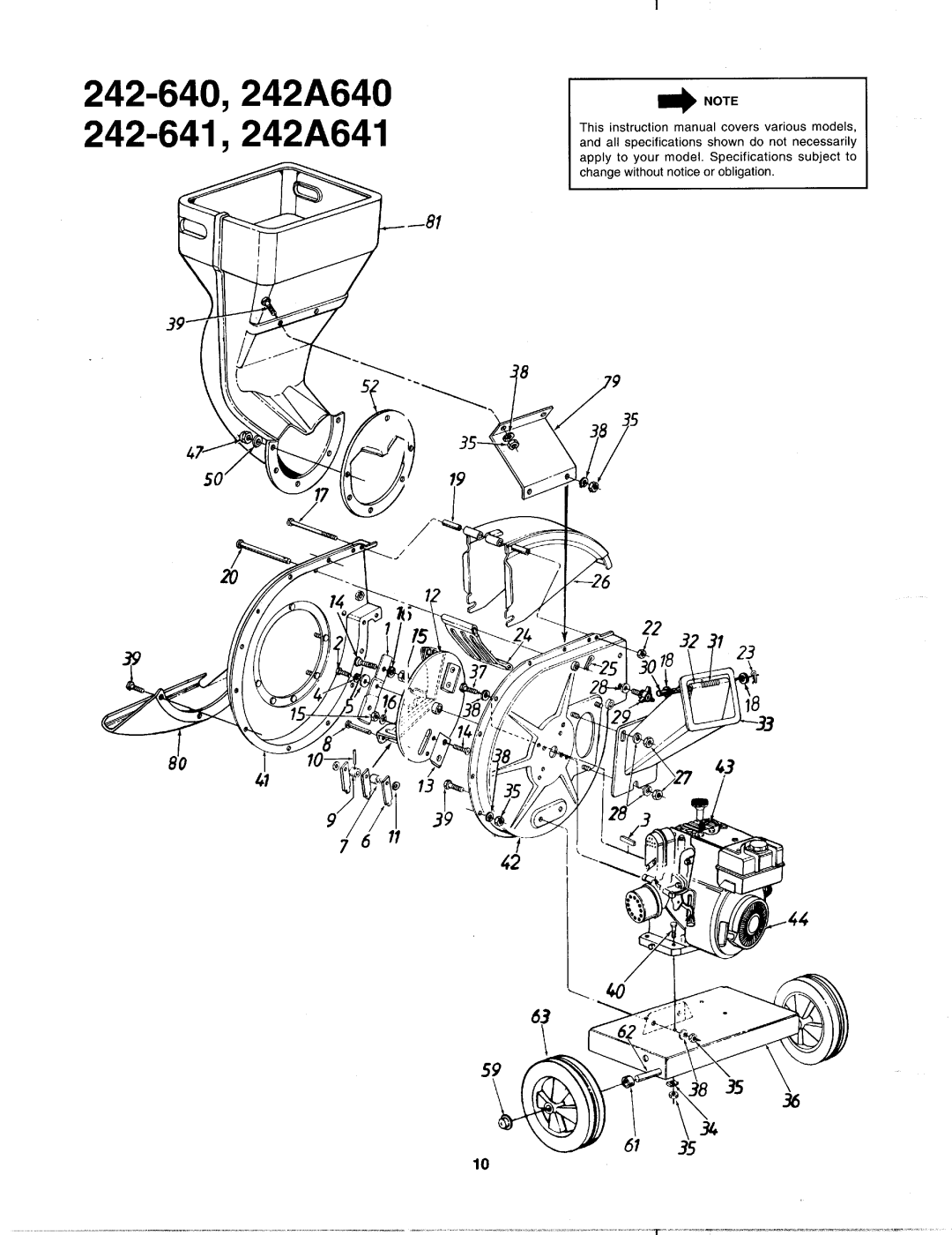 MTD 242-641-000, 242A640-000, 242-640-000, 242A641-000 manual 