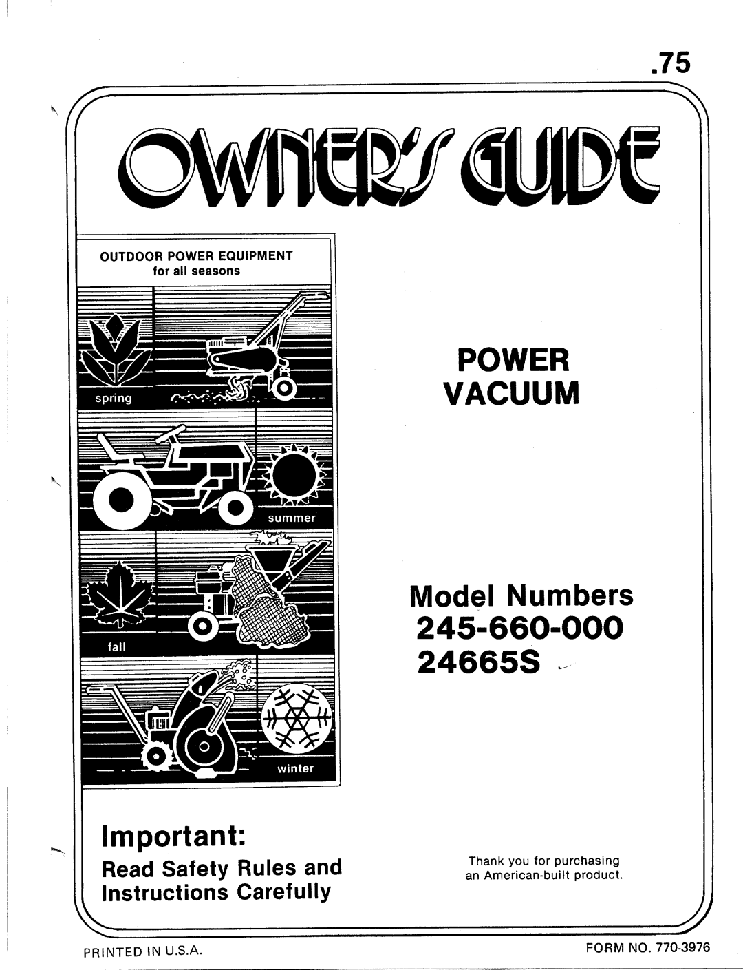MTD 24665S, 245-660-000 manual 