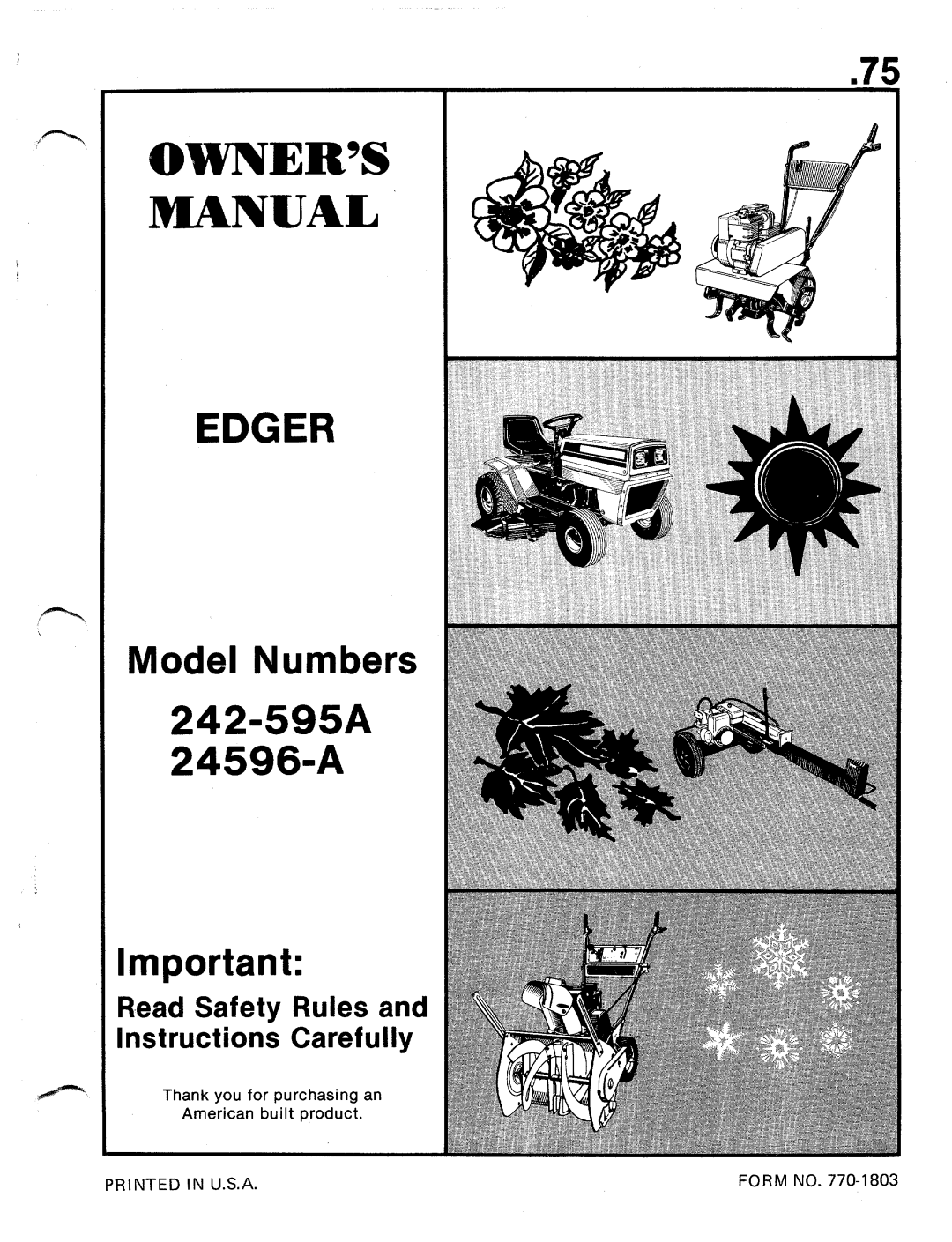 MTD 242-595A, 24595-A manual 