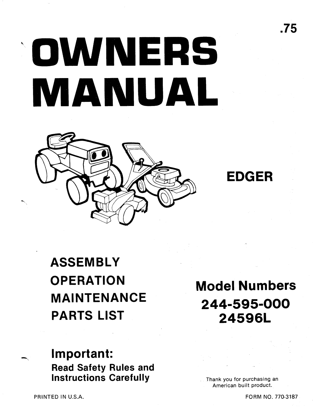MTD 244-595-000, 24596L manual 