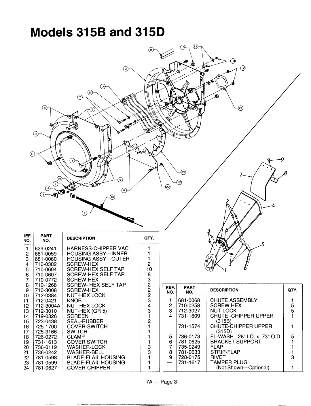 MTD 246-315D000, 246-315B000 manual 