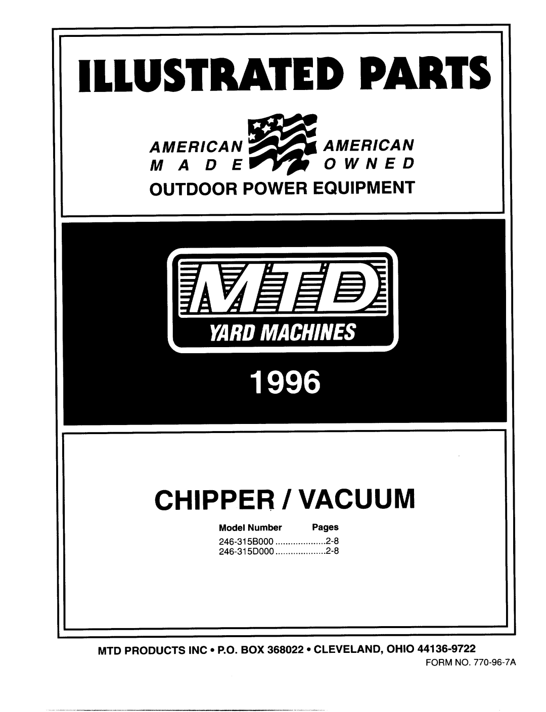 MTD 246-315D000, 246-315B000 manual 