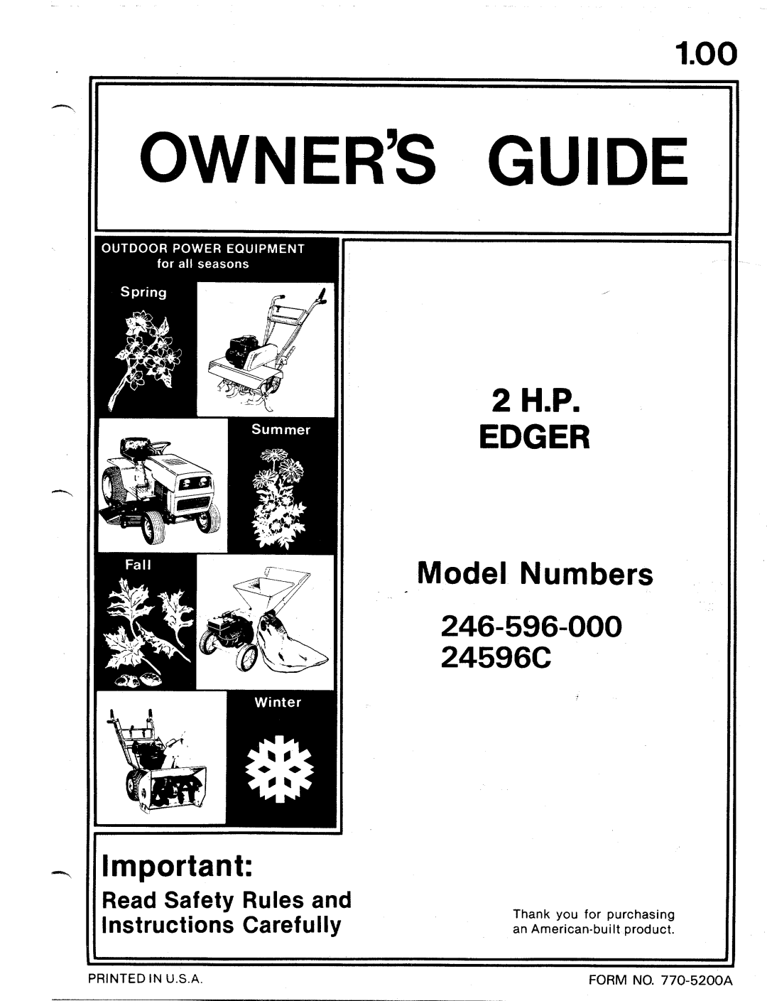 MTD 245596C, 246-596-000 manual 