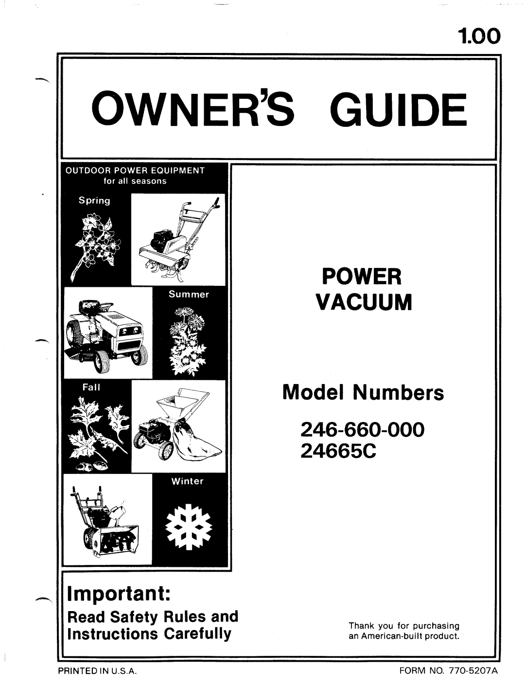 MTD 24665C, 246-660-000 manual 