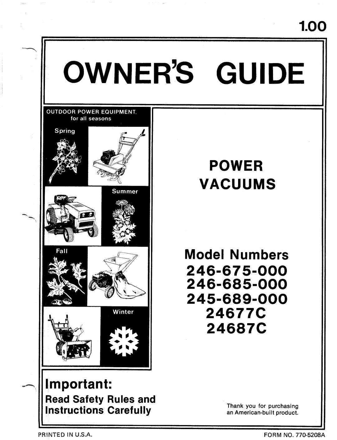 MTD 24687C, 246-675-000, 24677C, 246-685-000, 246-689-000 manual 