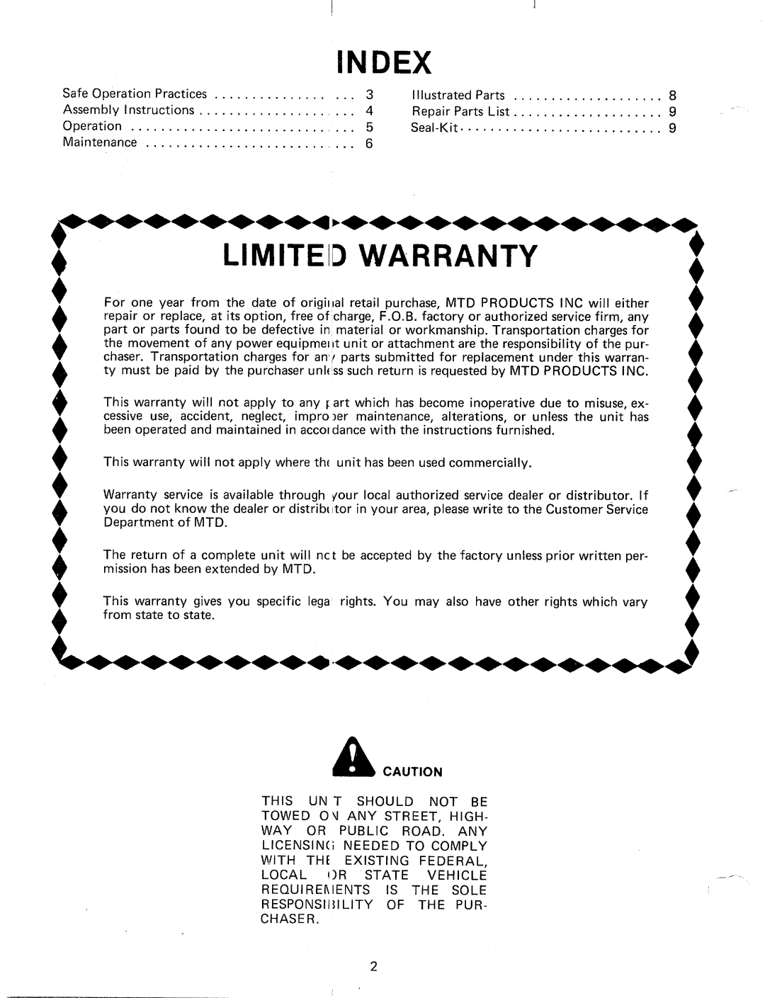 MTD 24632S, 245-632-000 manual 