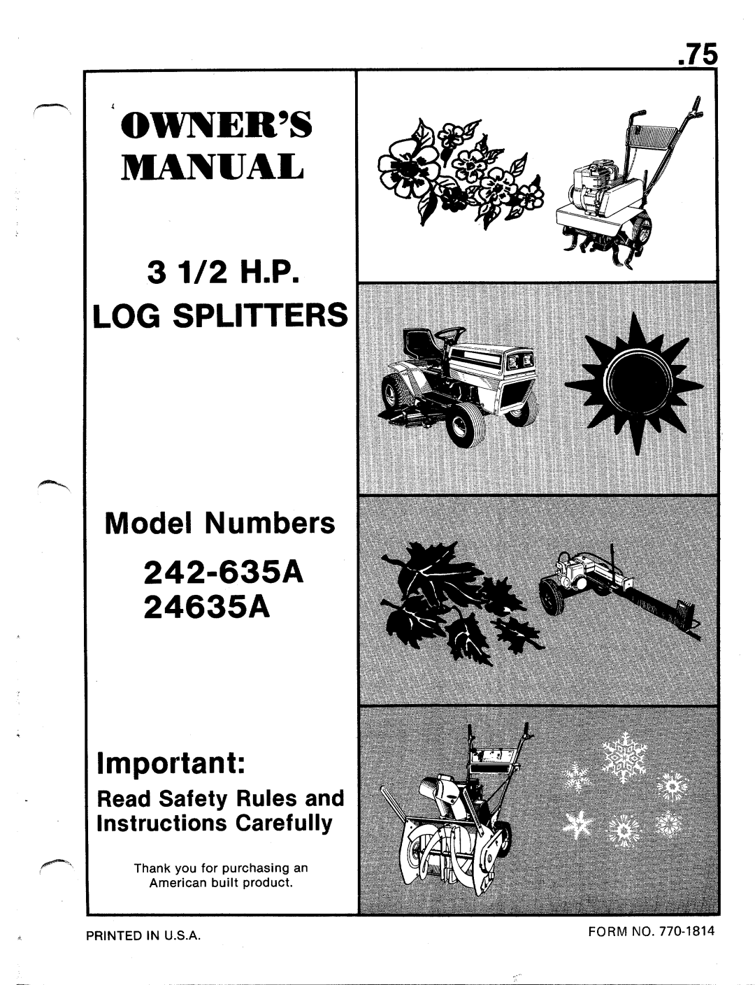 MTD 242-635A, 24635A manual 
