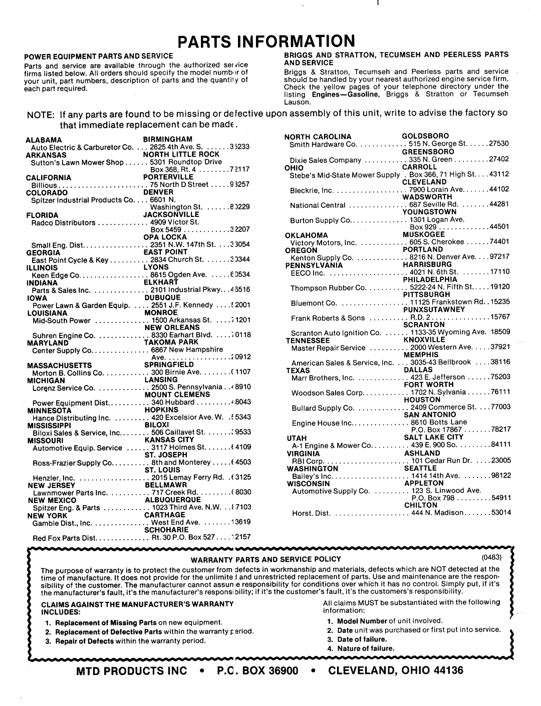 MTD 24638L manual 