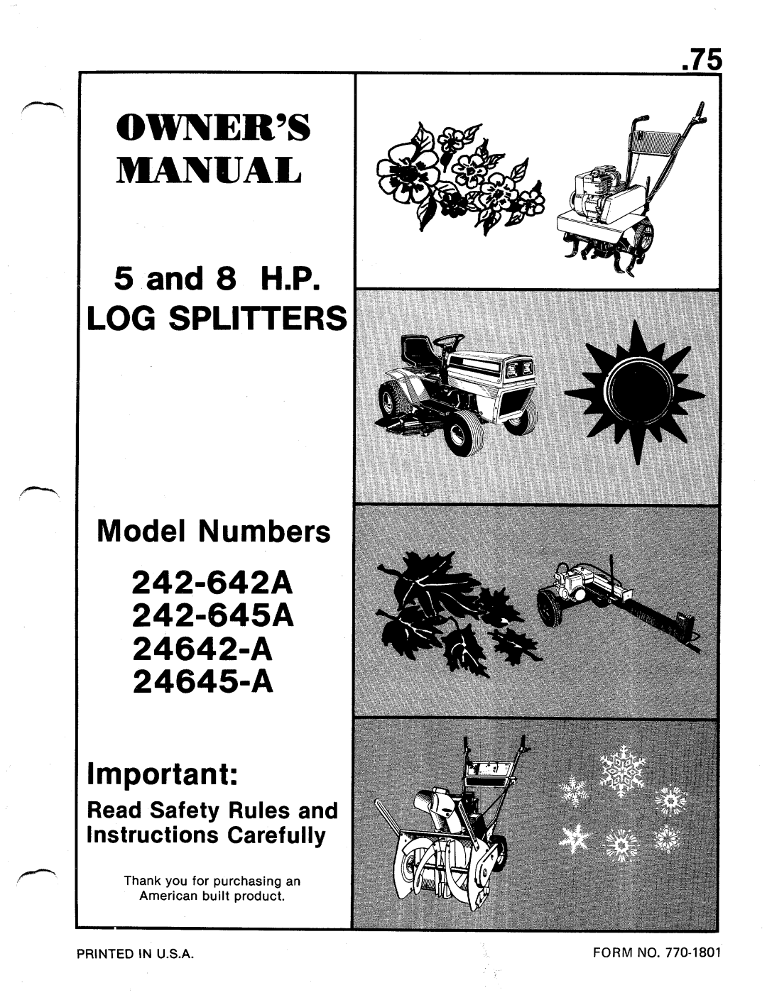 MTD 24645-A, 24642-A, 242-645A, 242-642A manual 