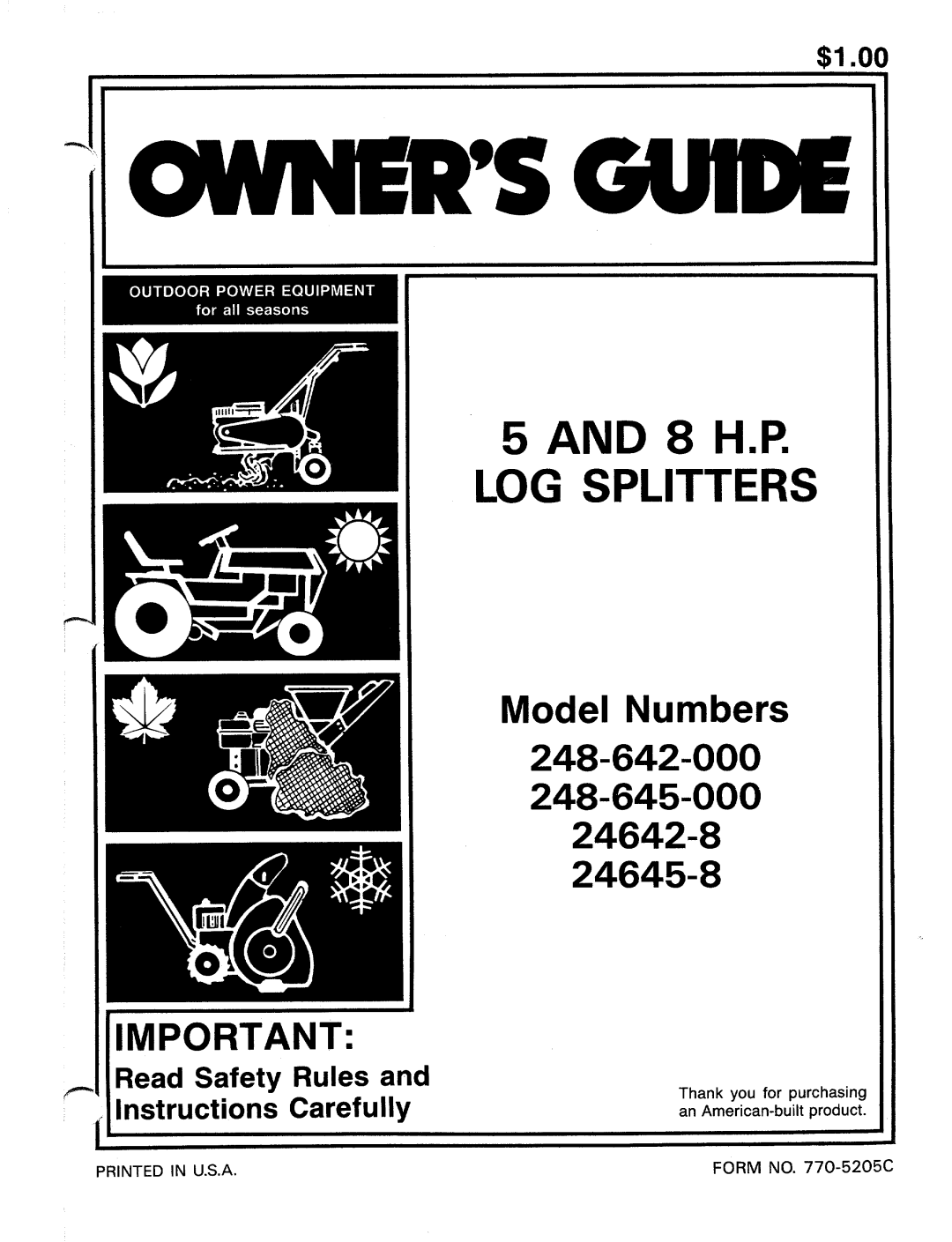 MTD 248-642-000, 24645-8, 248-645-000, 24642-8 manual 