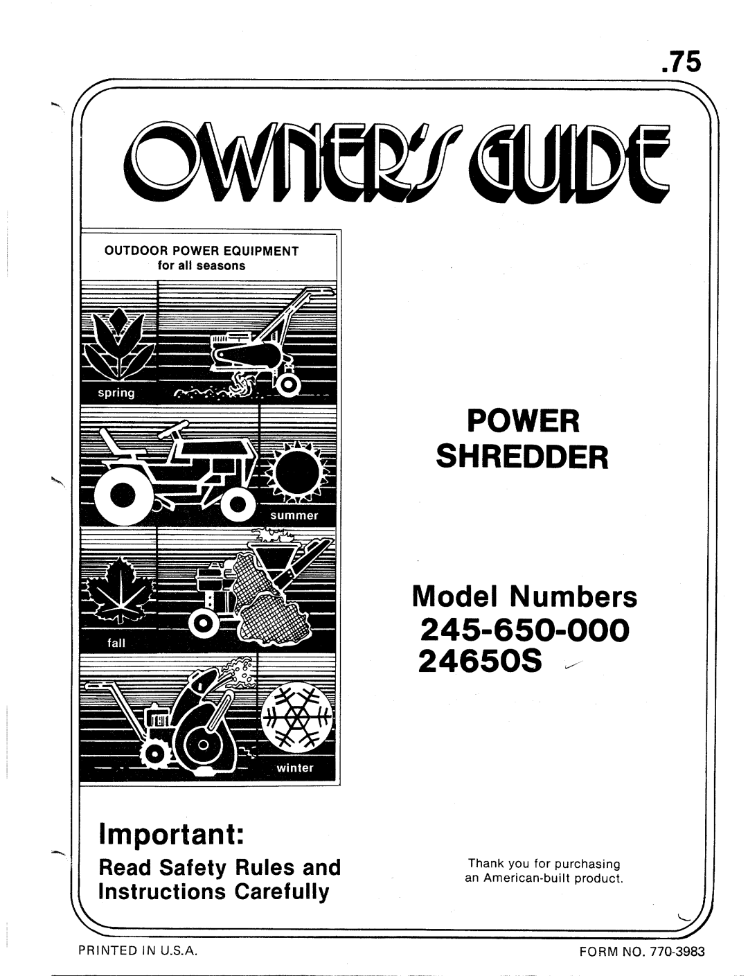 MTD 245-650-000, 24650S manual 