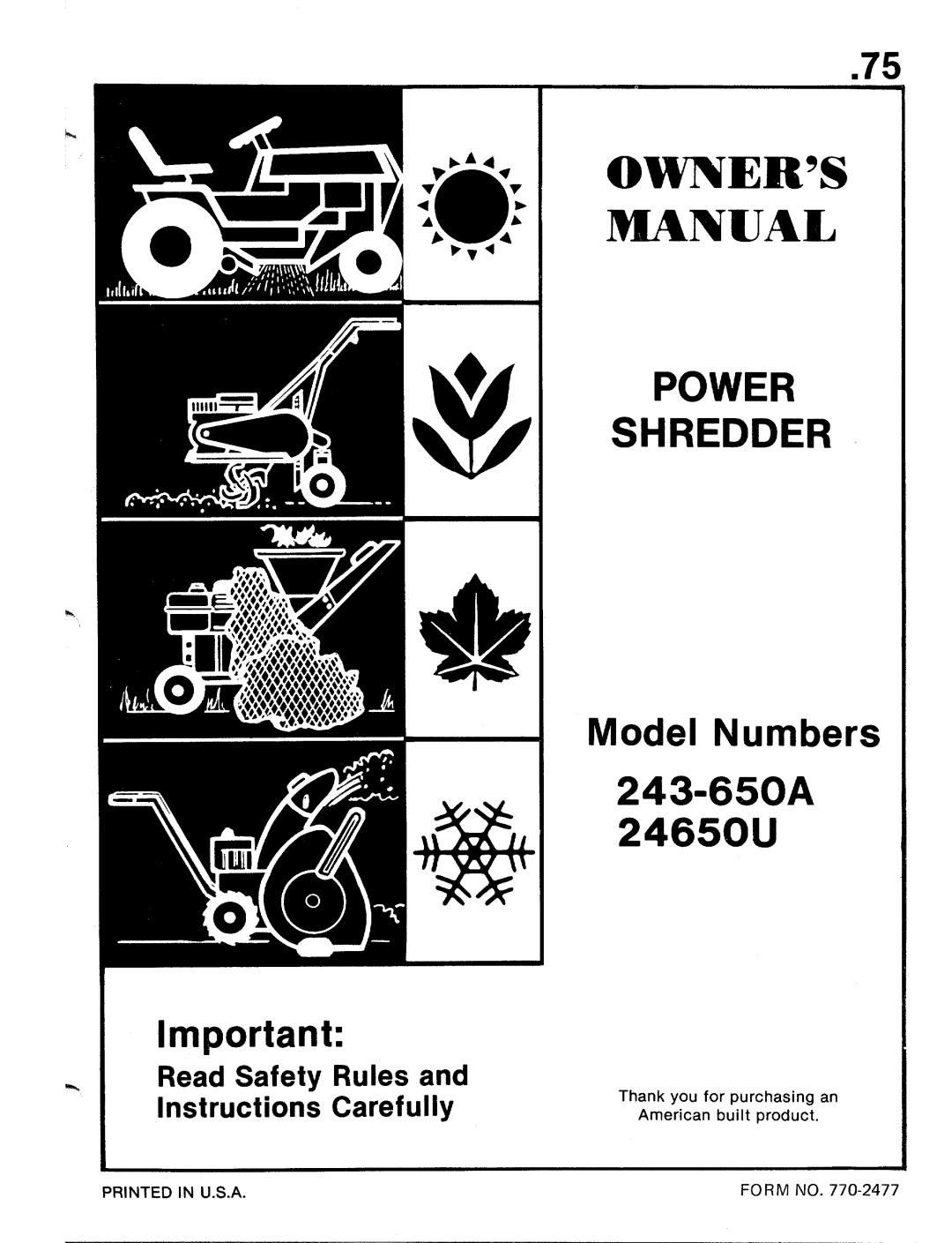 MTD 243-650A, 24650U manual 