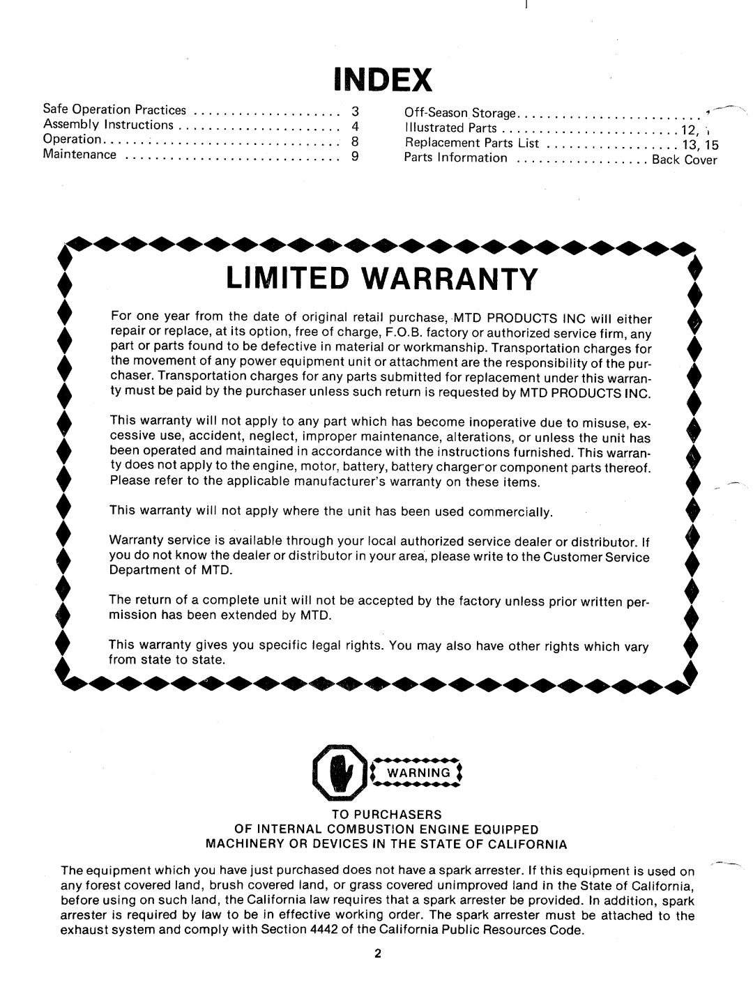 MTD 242-685A, 24687A, 24677A, 242-675A manual 