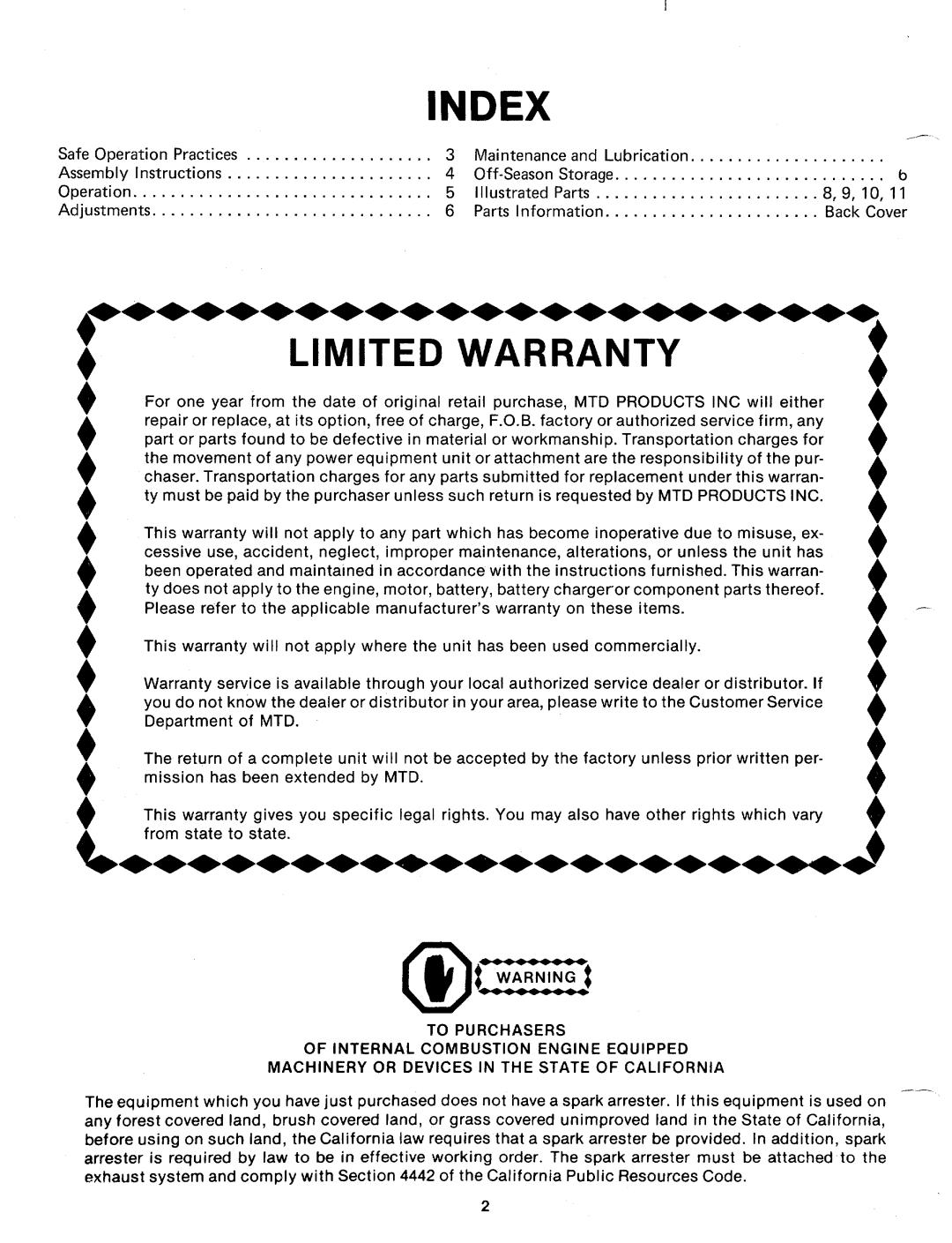 MTD 242-693A, 24695A, 242-692A manual 