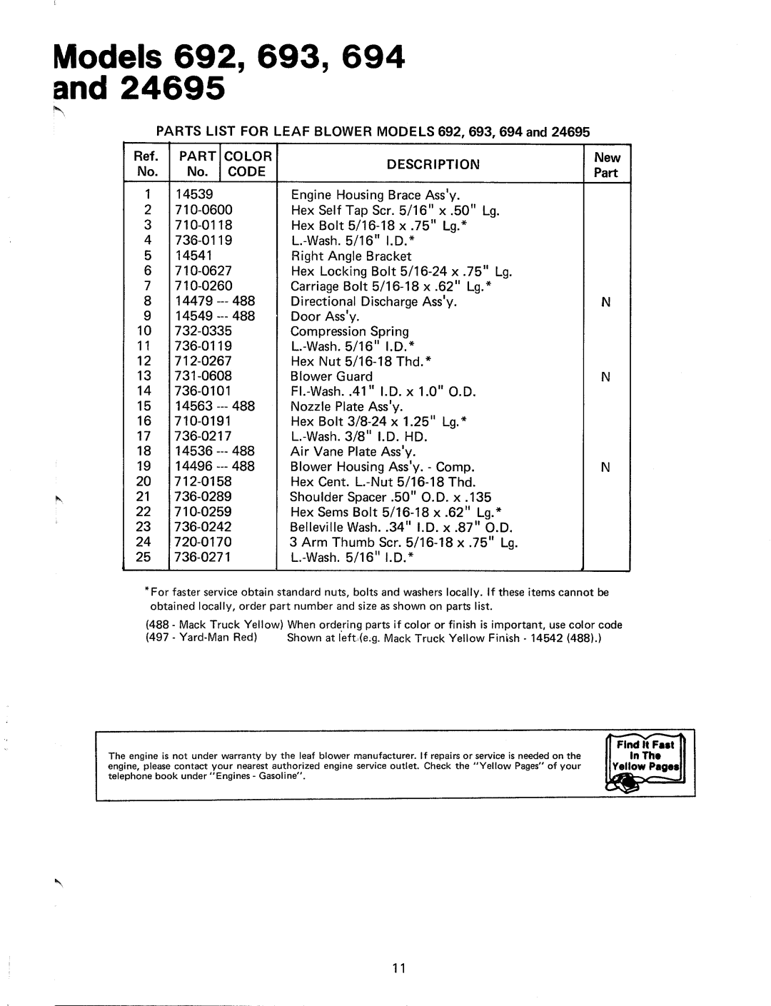 MTD 243-694A, 24695U, 243-693A, 243-692A manual 