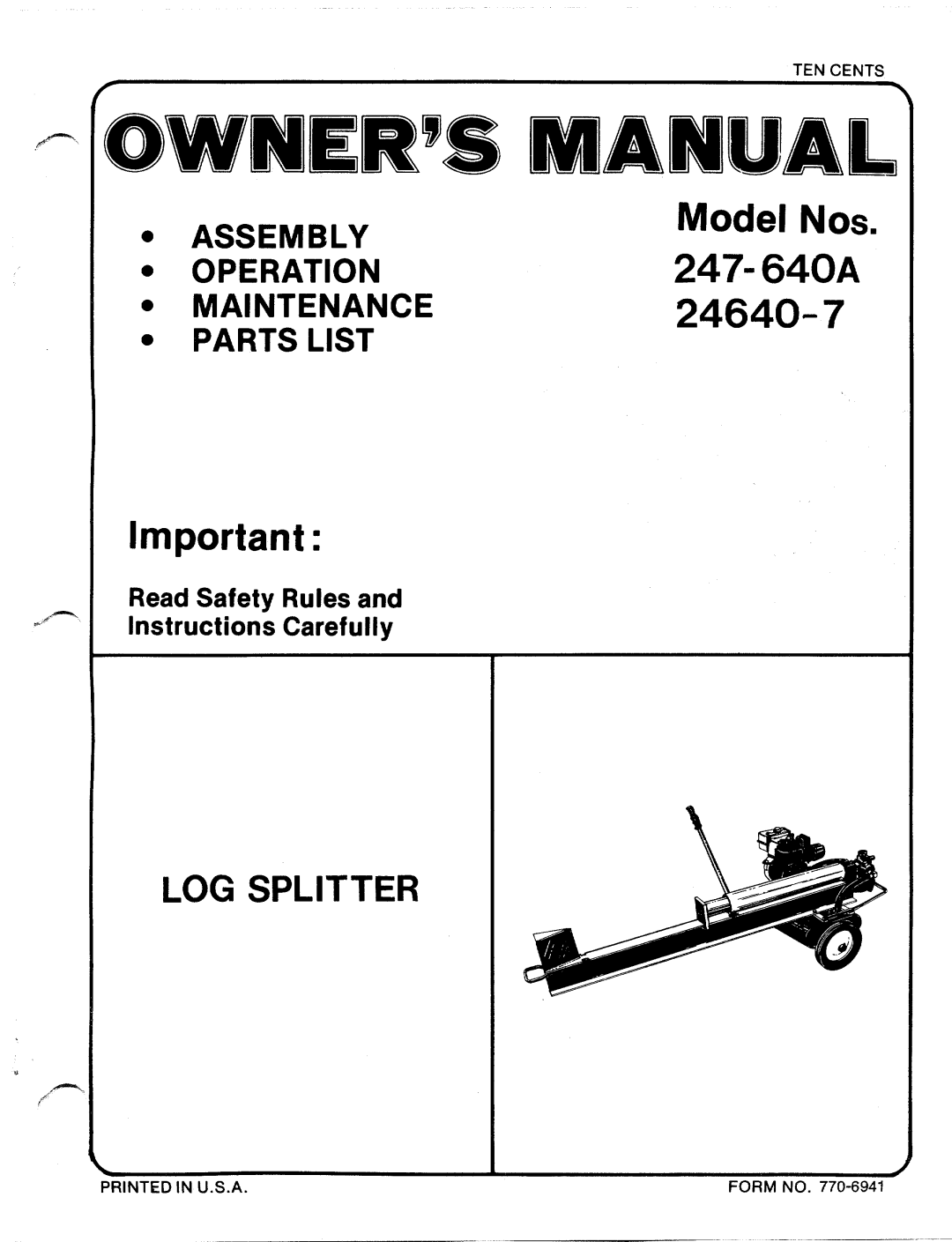 MTD 24640-7, 247-640A manual 