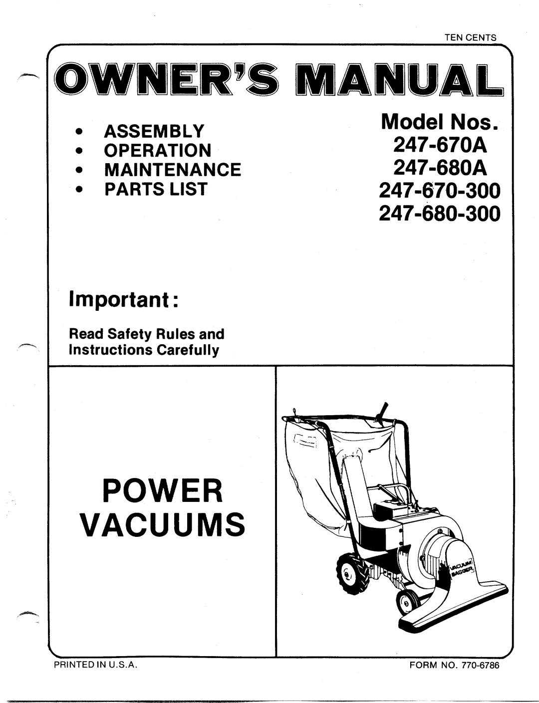 MTD 247-670A, 247-680A, 247-680-300, 247-670-300 manual 