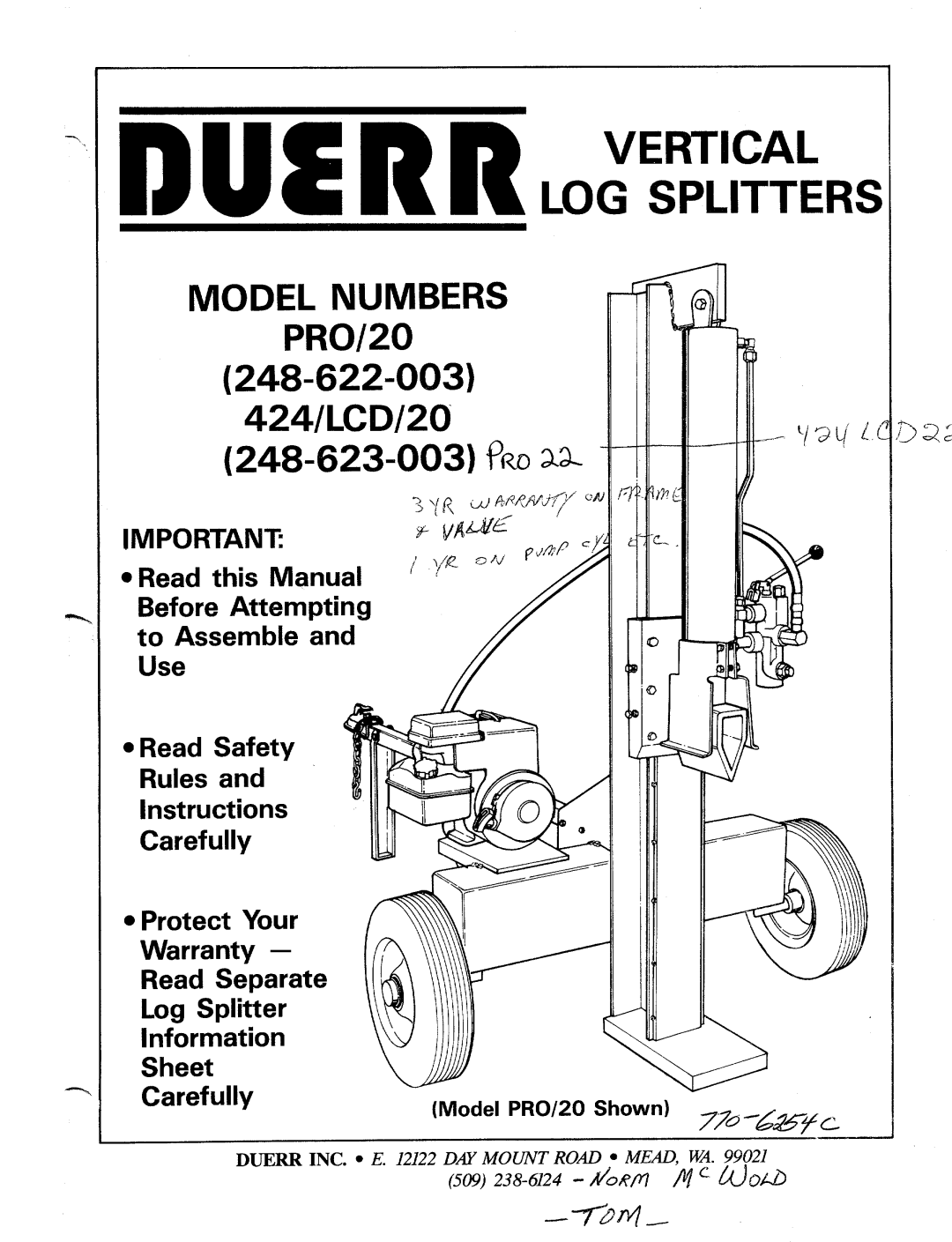 MTD 248-623-003, 248-622-003 manual 