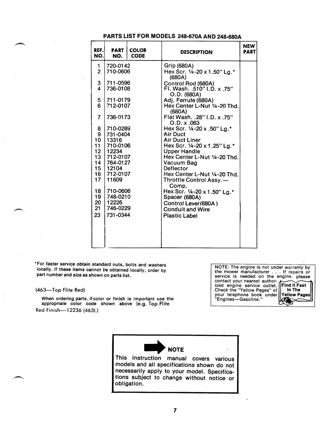 MTD 248-680A, 248-670A manual 