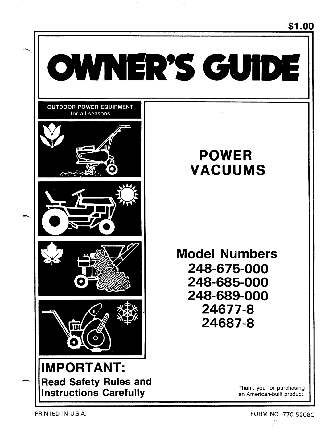 MTD 248-689-000, 248-685-000, 24687-8, 248-675-000, 24677-8 manual 