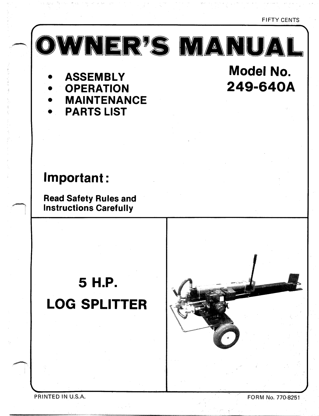 MTD 249-640A manual 