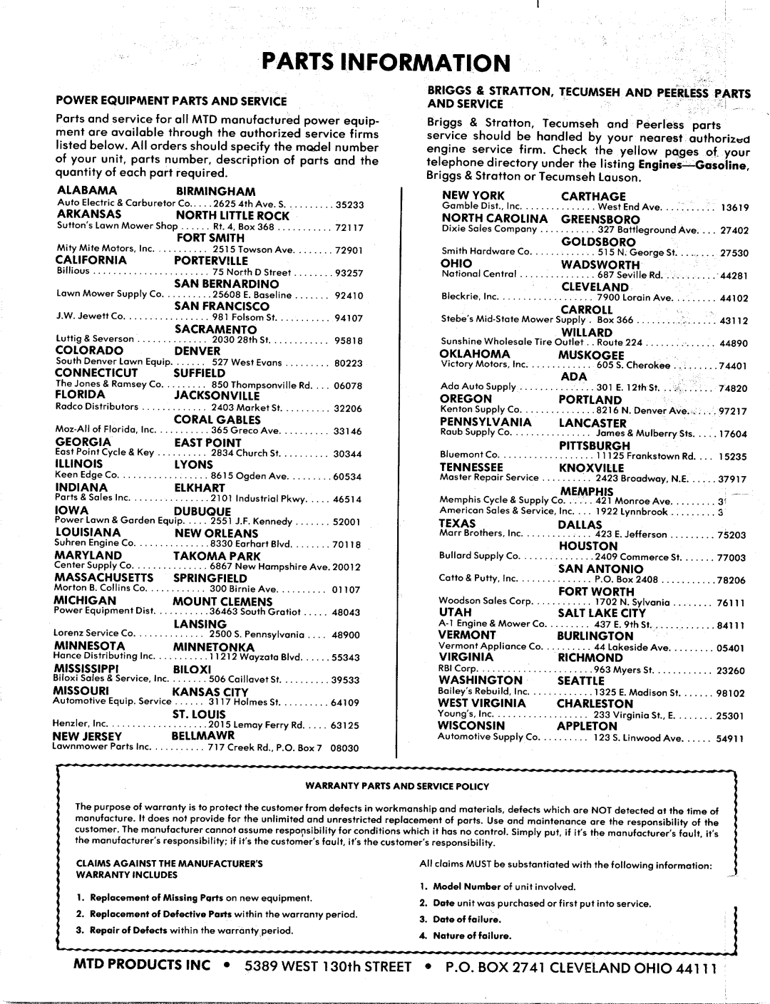 MTD 249-640A manual 