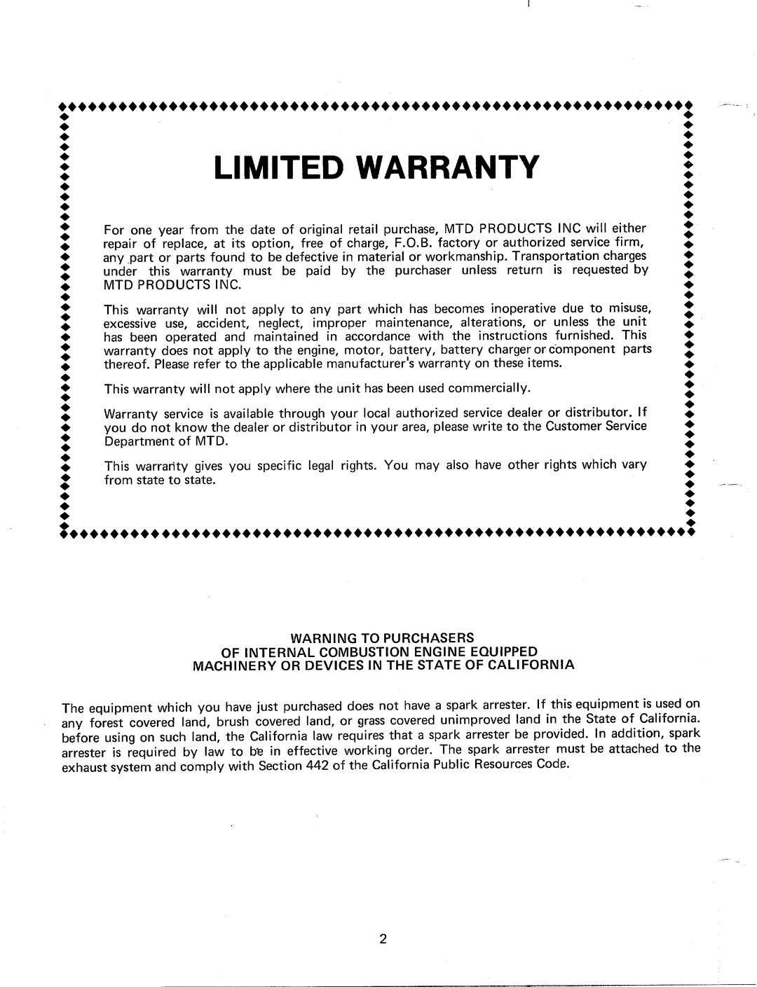 MTD 249-640A manual 