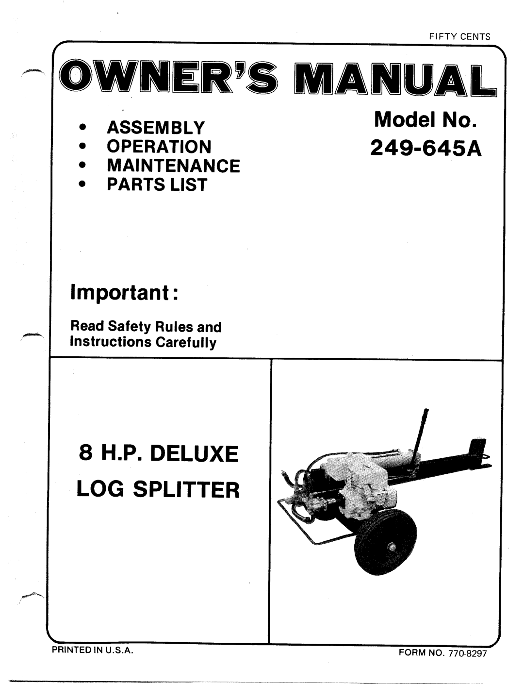 MTD 249-645A manual 