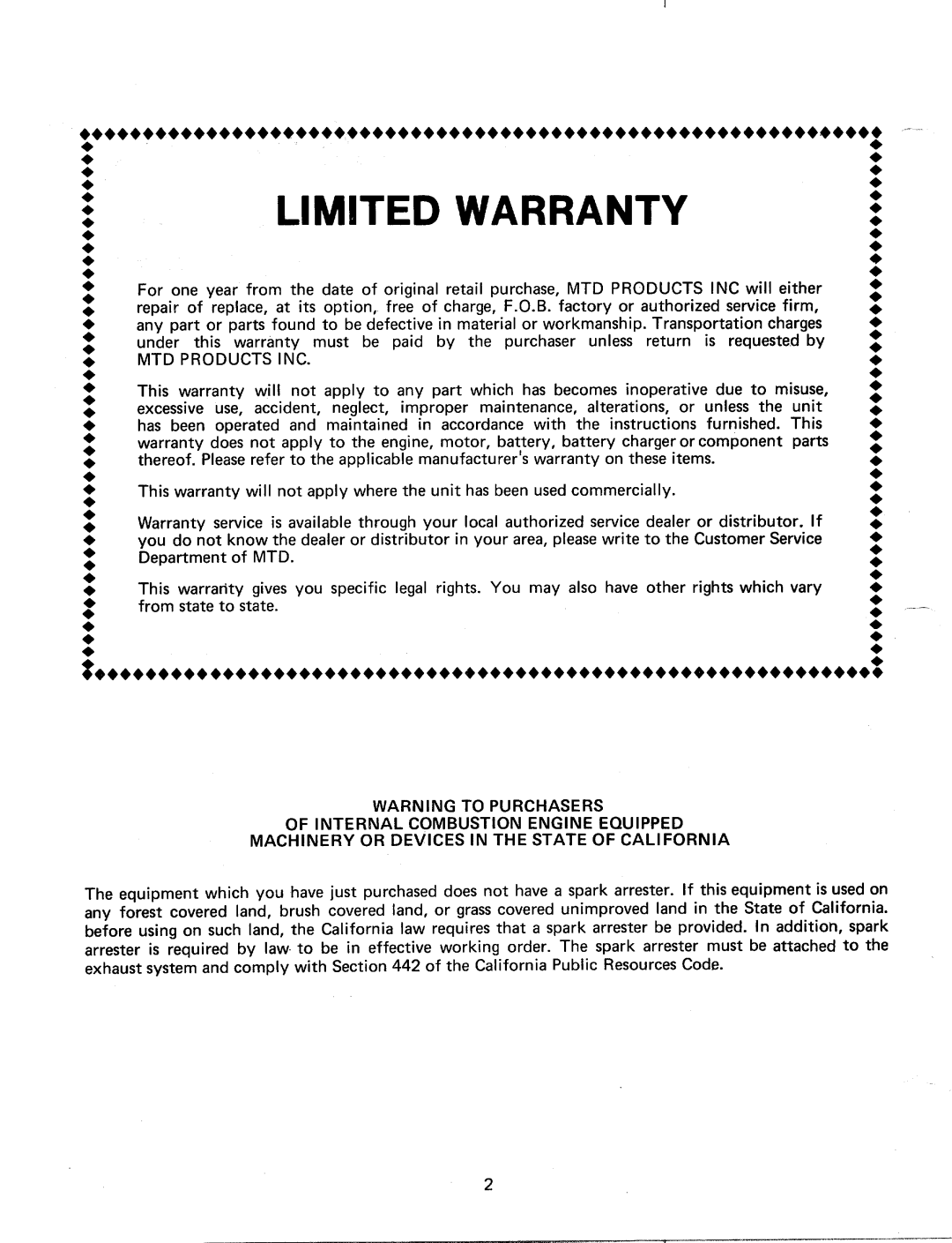 MTD 249-645A manual 