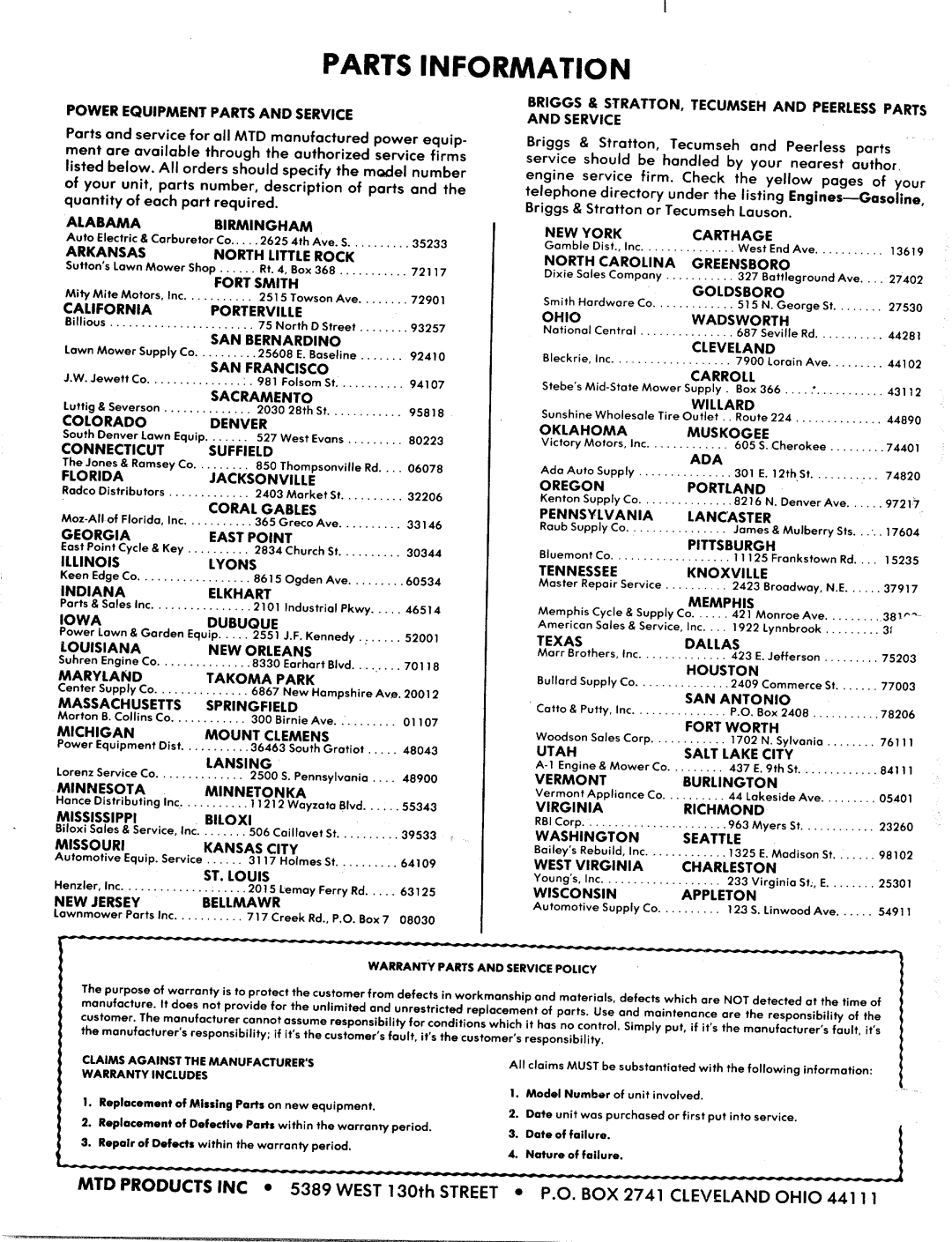 MTD 249-645A manual 