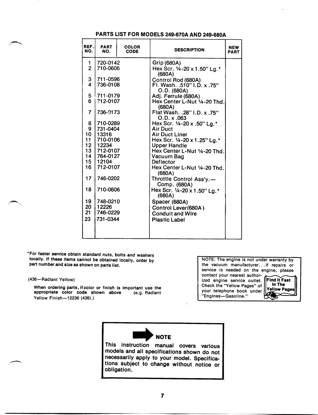 MTD 249-680A, 249-670A manual 