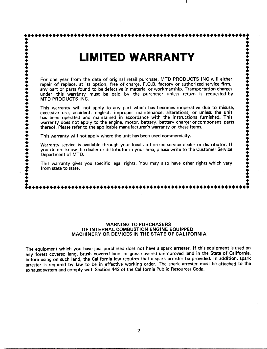 MTD 249-688A, 249-690A manual 