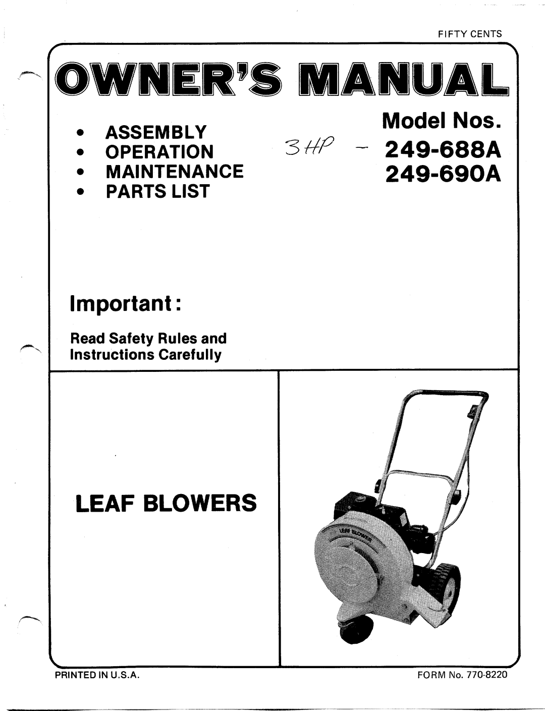 MTD 249-690A, 249-688A manual 
