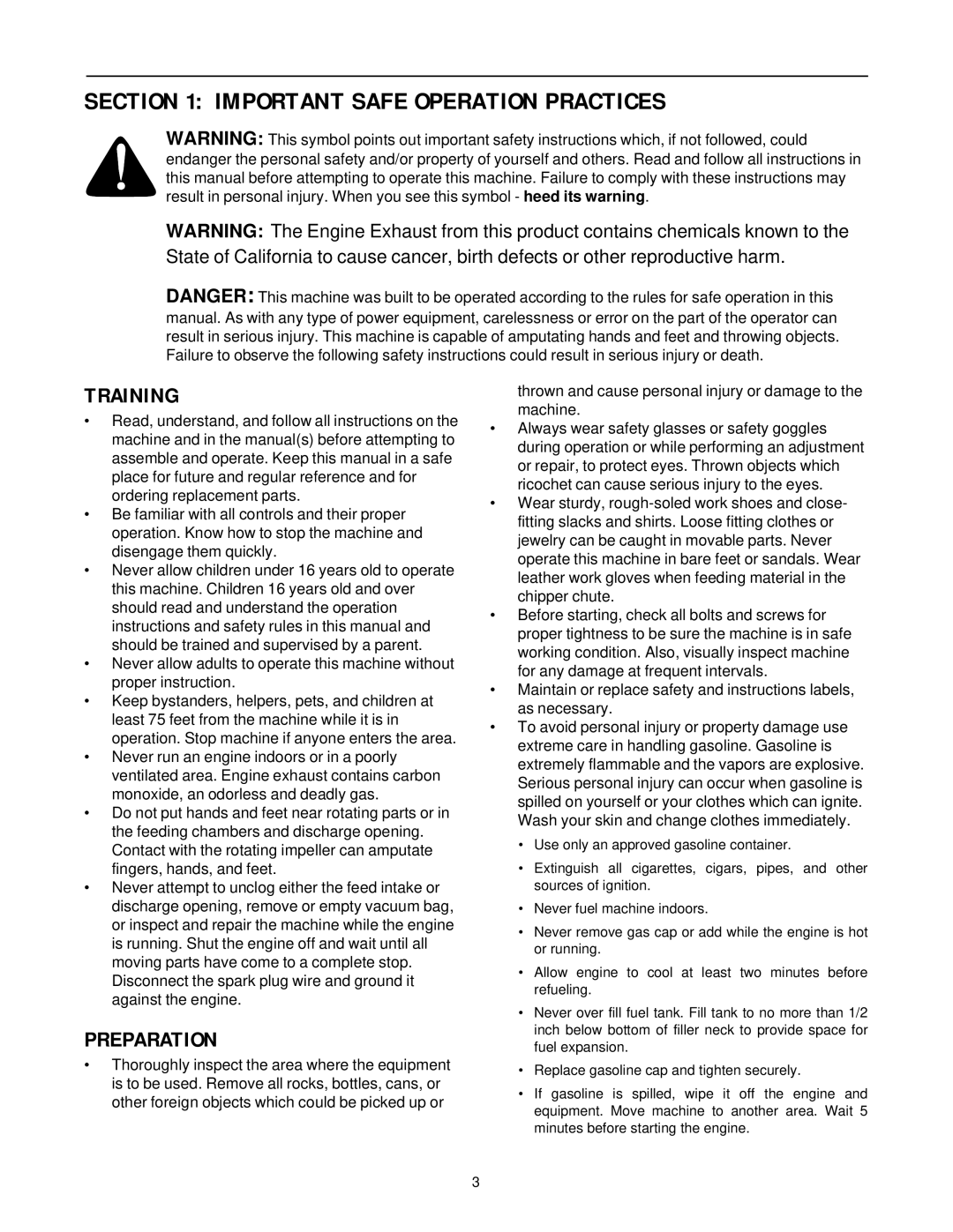 MTD 24A-020D401 manual Important Safe Operation Practices, Training 