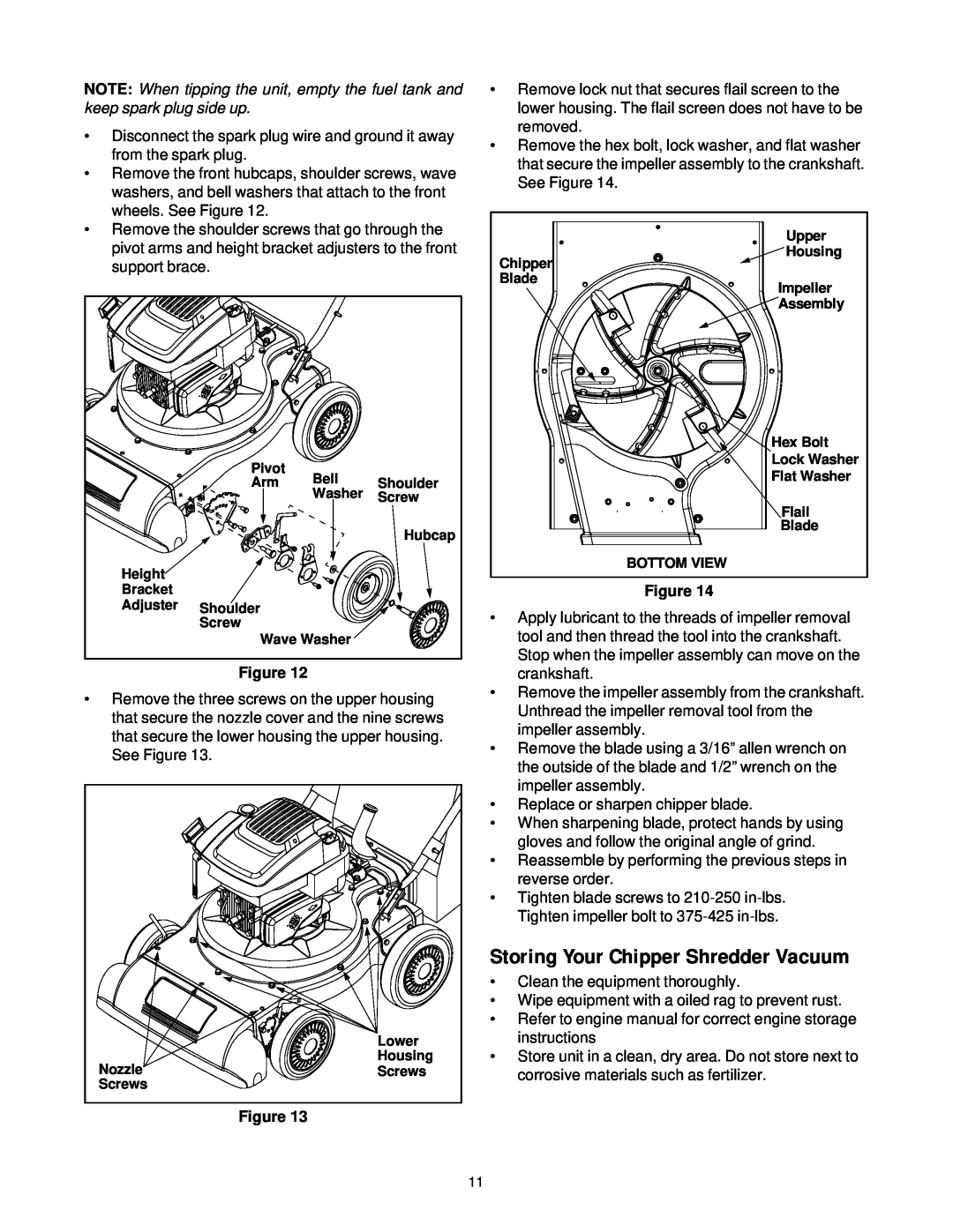 MTD 24A-020D401 manual Storing Your Chipper Shredder Vacuum 