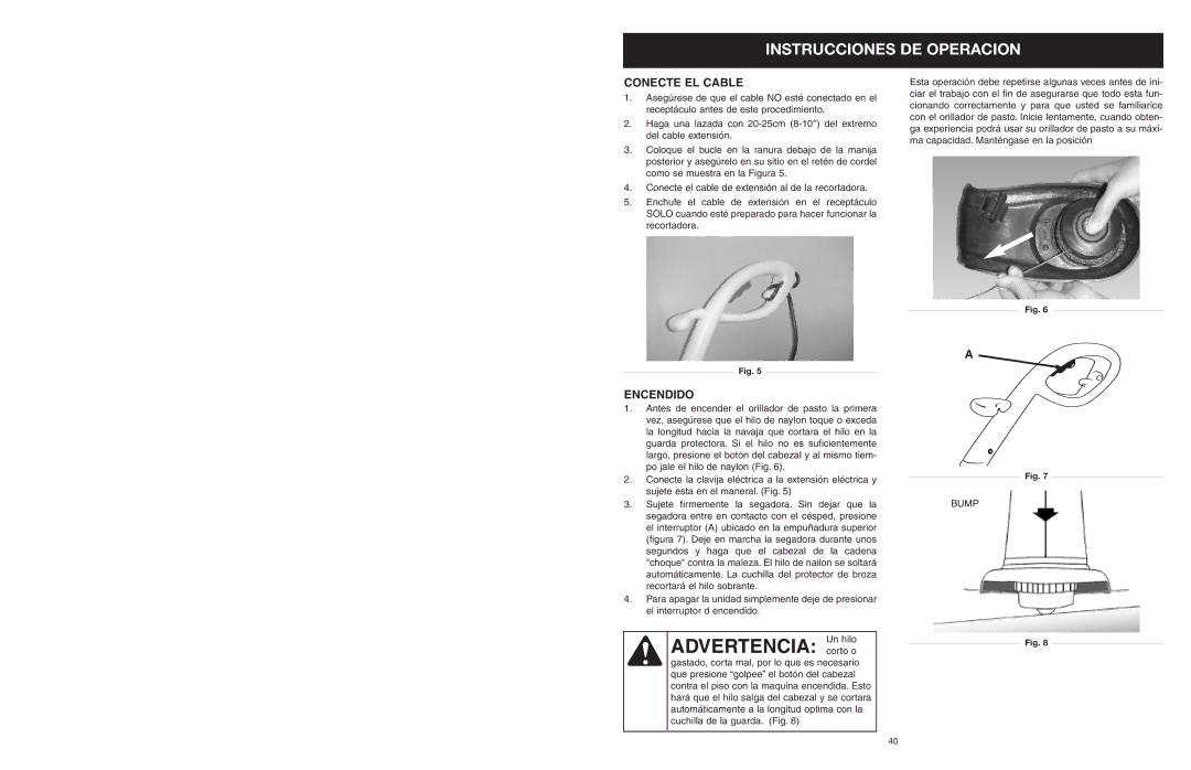 MTD 25P manual Instrucciones DE Operacion, Conecte EL Cable, Encendido 