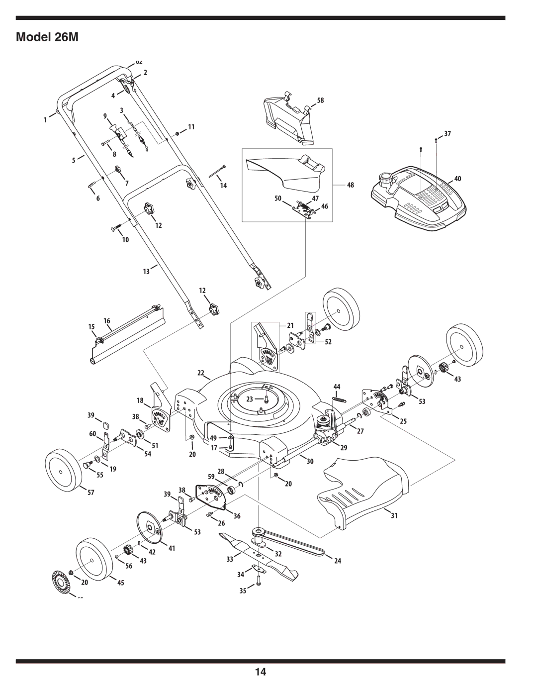 MTD 260 Series warranty Model 26M 